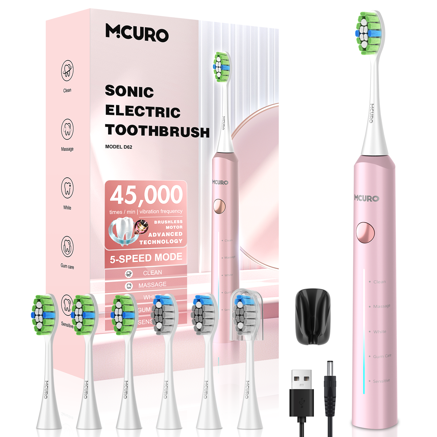 Zahnbürstenhalter 2er-Set – Wandmontiert, Selbstklebend, Rosa