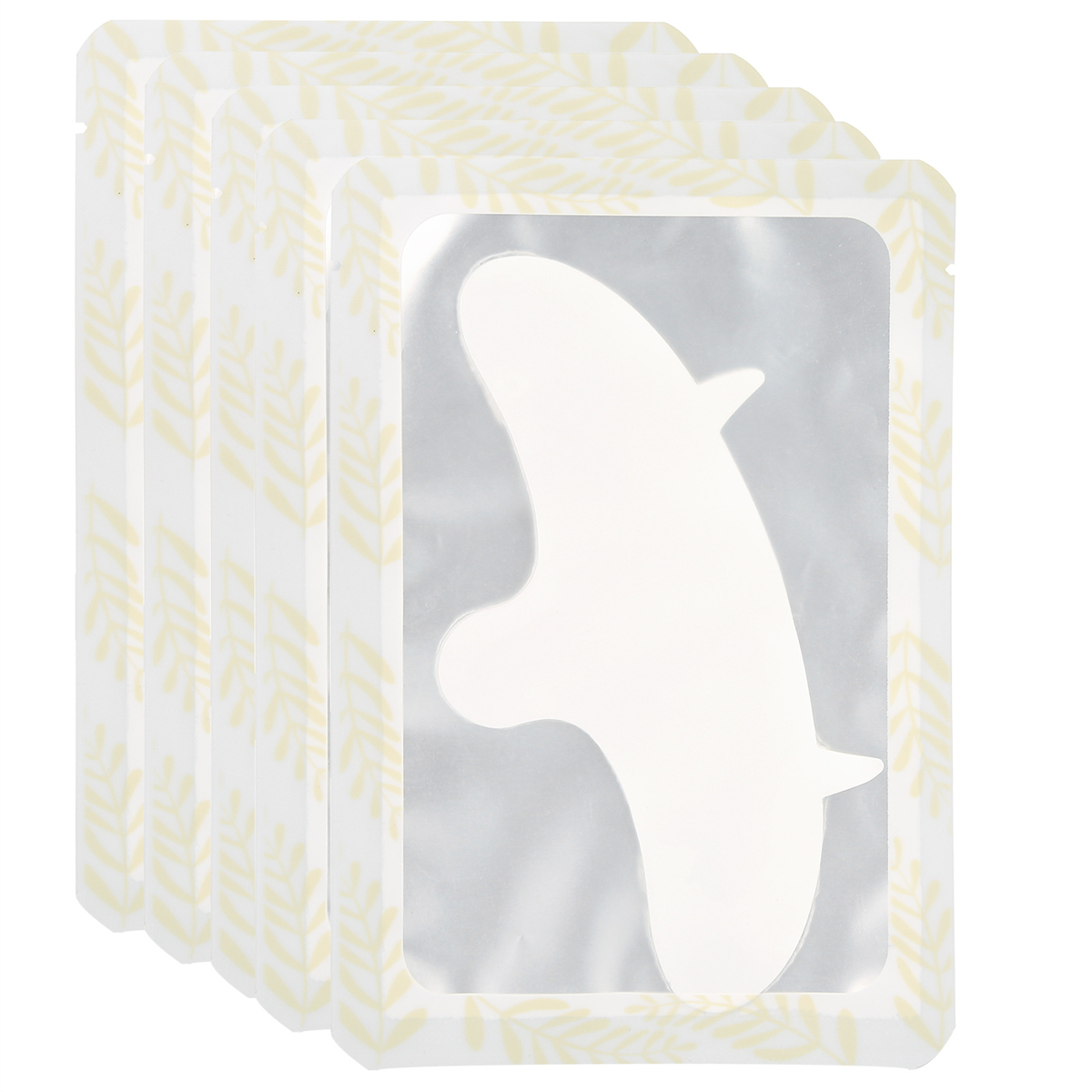 Augenmaskenpackungen mit einer weißen Augenform, die durch ein transparentes Fenster sichtbar ist.