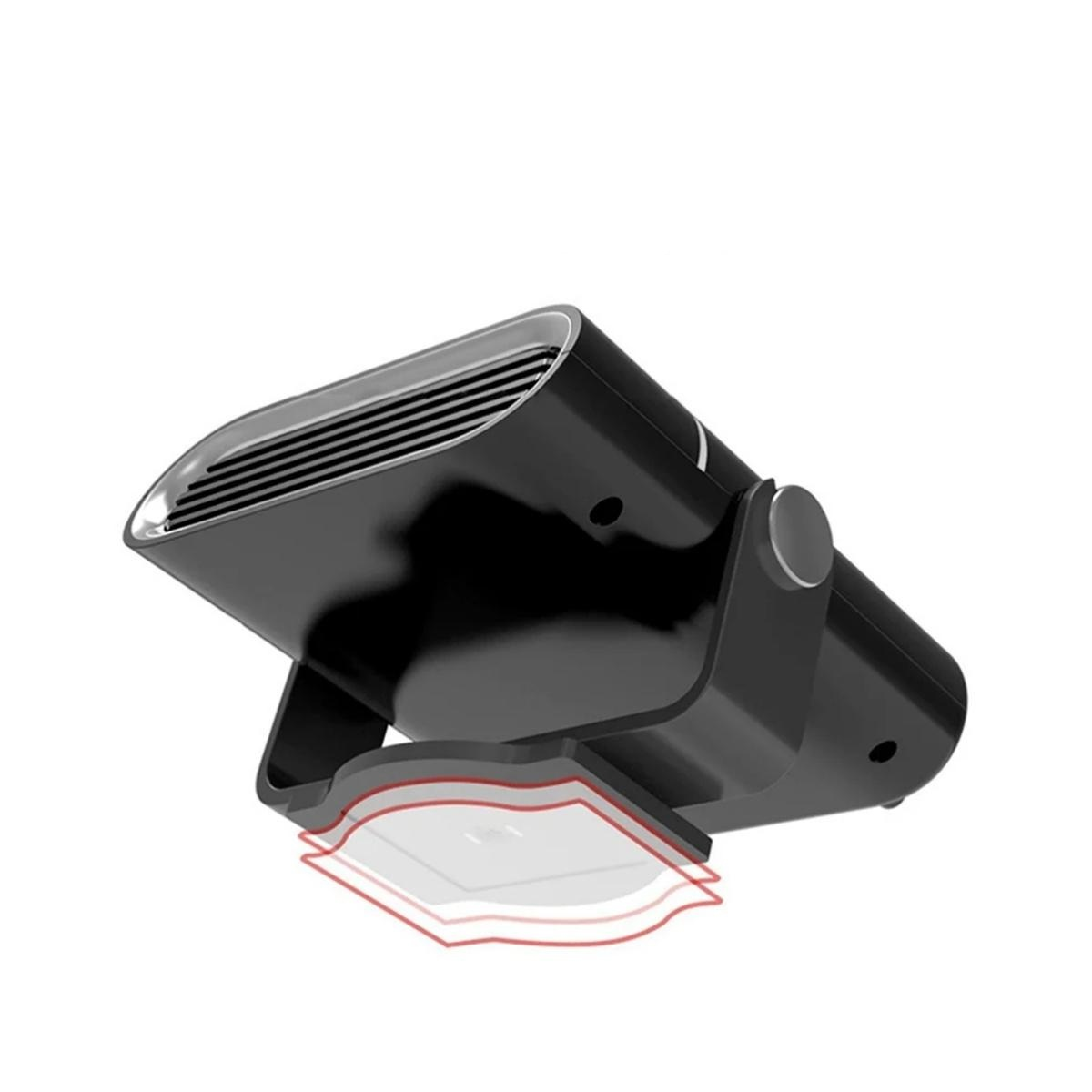 Schwarzer Luftreiniger mit modernem Design. Er hat ein Licht und einen Ständer.