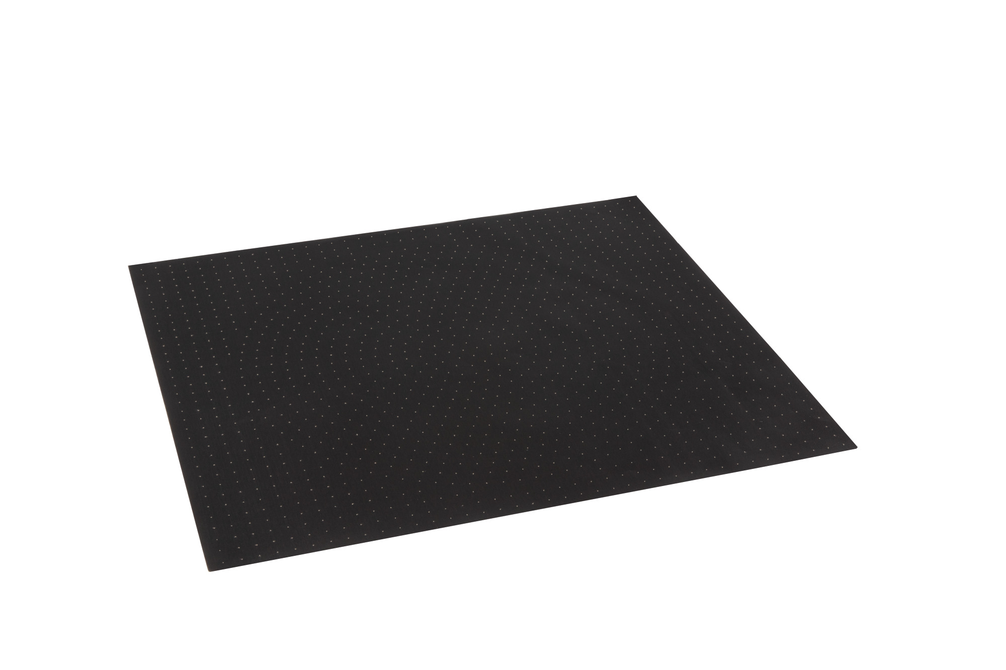 Eine schwarze, rechteckige Matte mit kleinen weißen Punkten auf der Oberfläche.