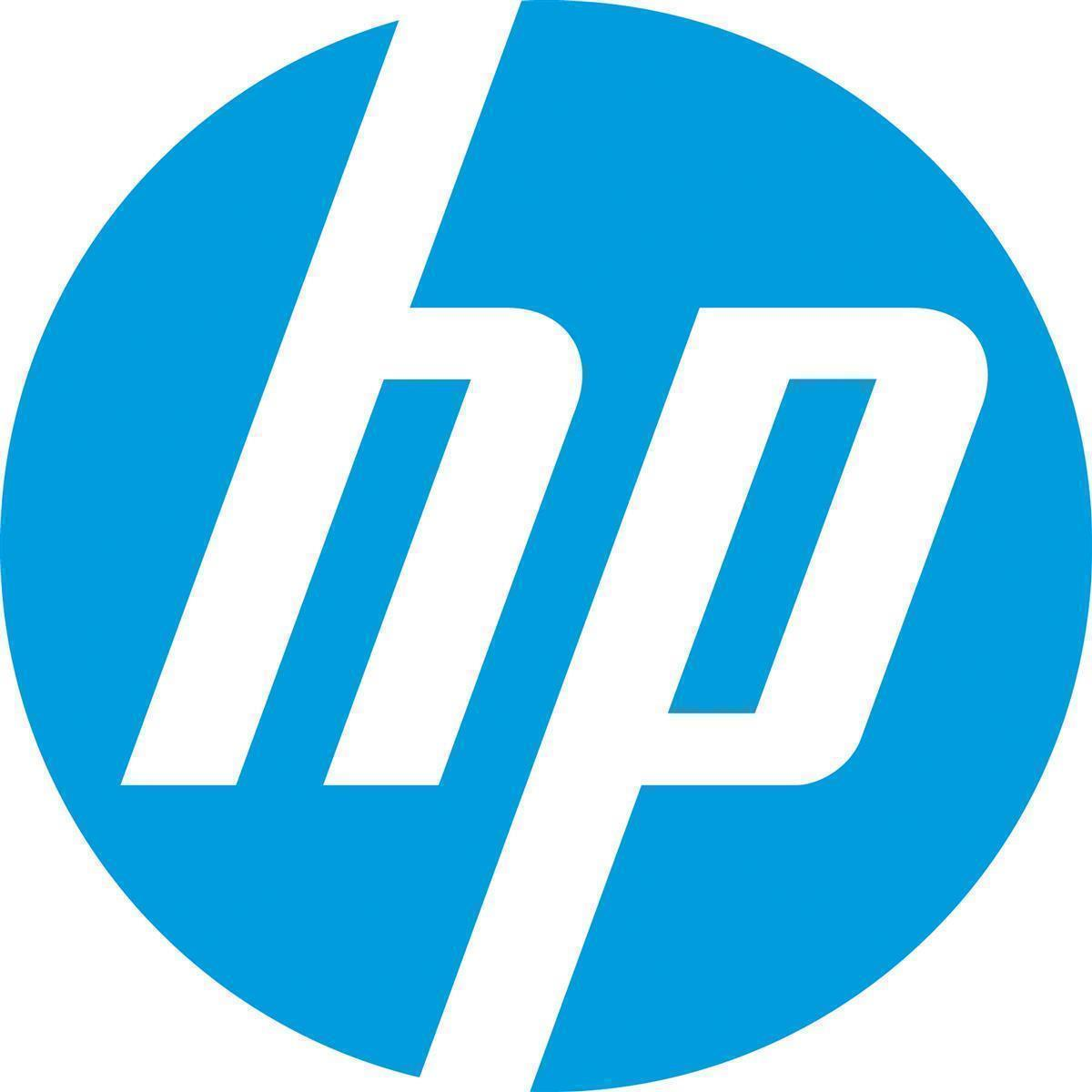 Logo HP w kolorach niebieskim i białym. Logo ma okrąg z literami 'hp' w środku.