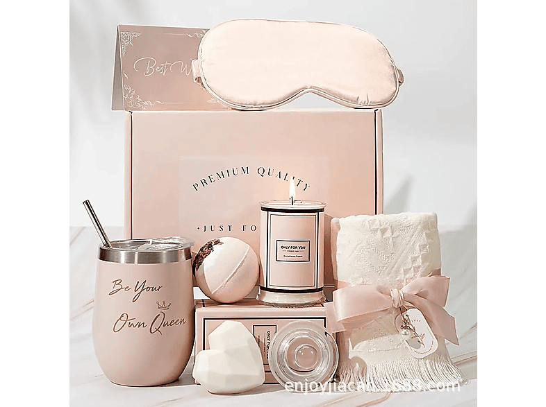 Morndsun Spa-Geschenkkorb Für Frauen – Mit Duftkerze, Badesalz, Badebombe, Seife Und Edelstahlbecher, Perfekt Für Geburtstag Oder Muttertag