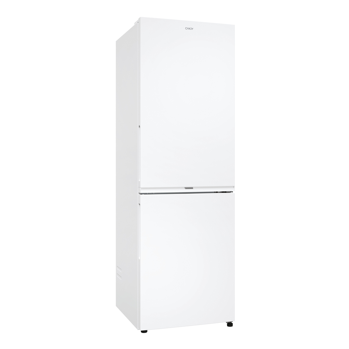 Refrigerador blanco con compartimentos superior e inferior. El logo 'Candy' es visible arriba.