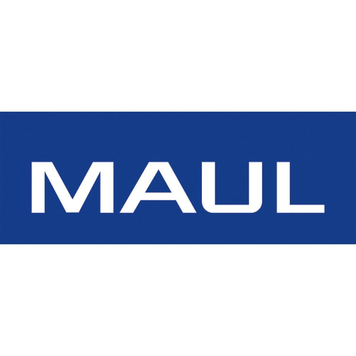Das Wort "MAUL" in weißen Buchstaben auf blauem Rechteckhintergrund.
