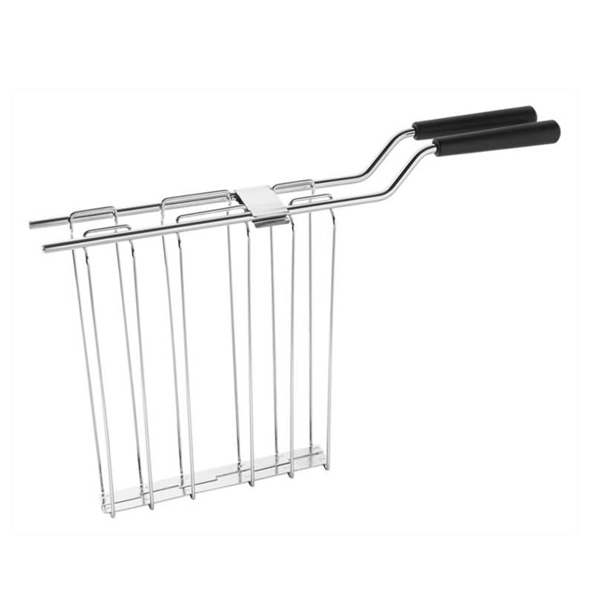Kulplu metal bir tost makinesi rafı. Bir tost makinesinde ekmek pişirmek için kullanılır.