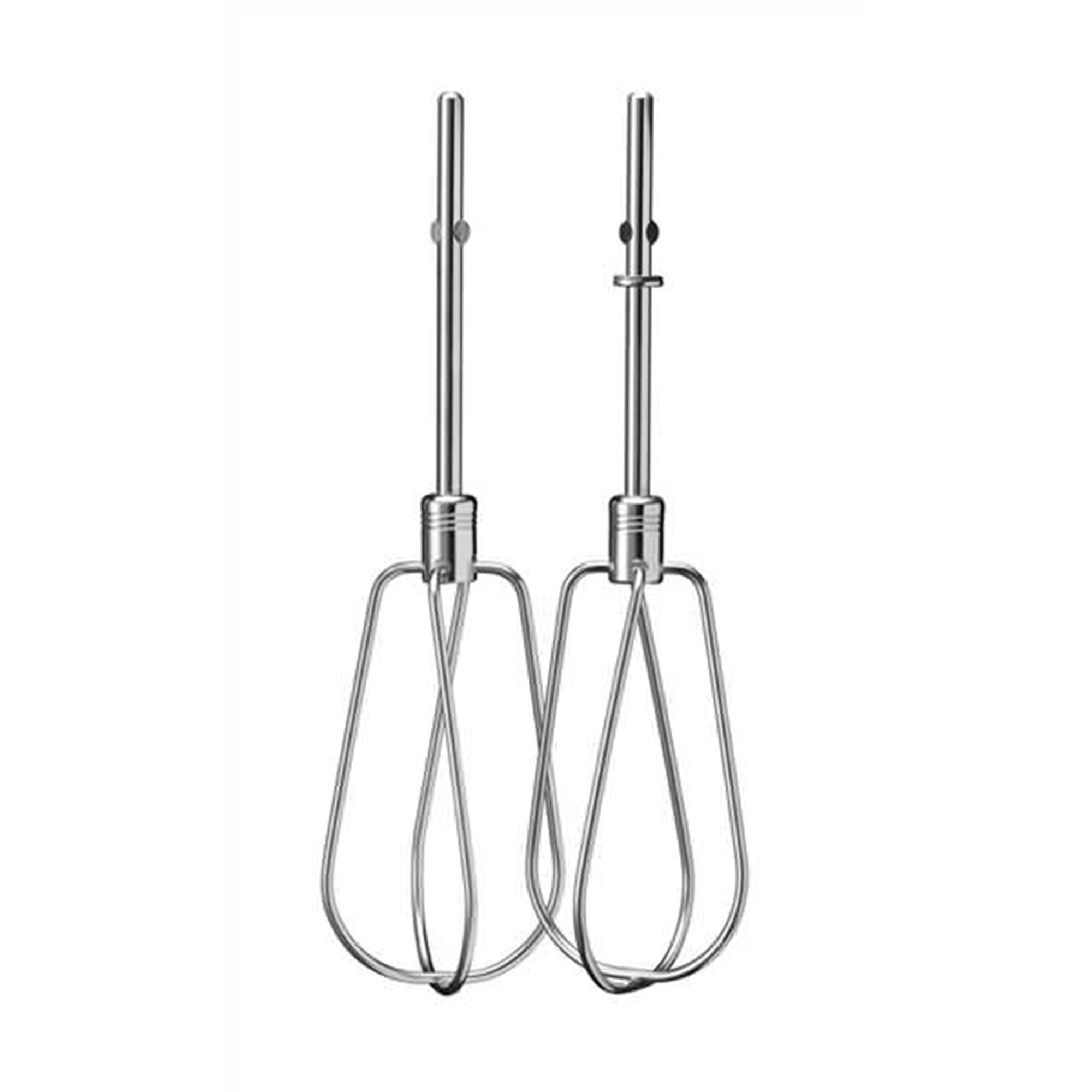 Due fruste in acciaio inox, isolate su sfondo bianco.