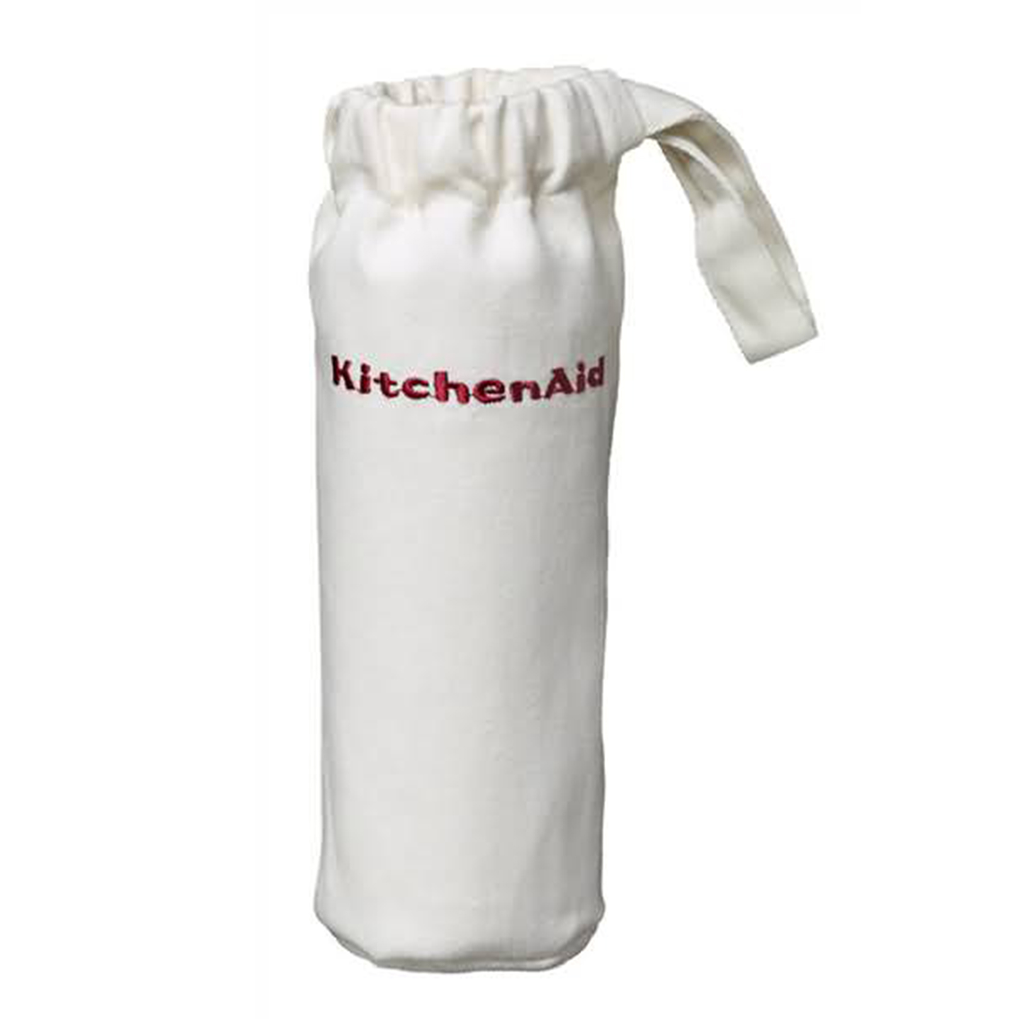 Borsa per bottiglie KitchenAid bianca con scritta rossa 'KitchenAid'.