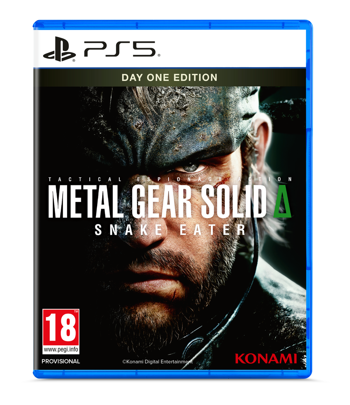 Custodia del gioco PS5: Metal Gear Solid Δ: Snake Eater, con il volto di un uomo.