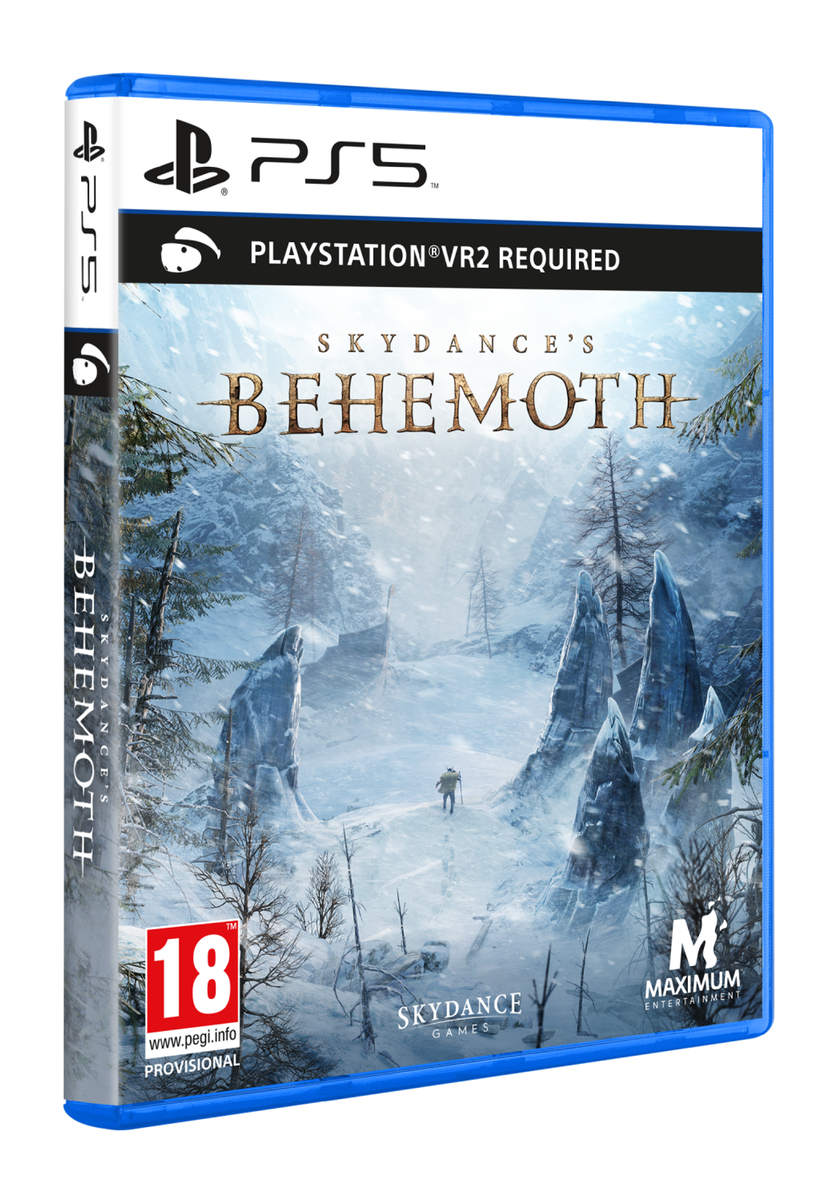 Pudełko gry PS5: Behemoth Skydance, z zaśnieżoną scenerią i samotną postacią.