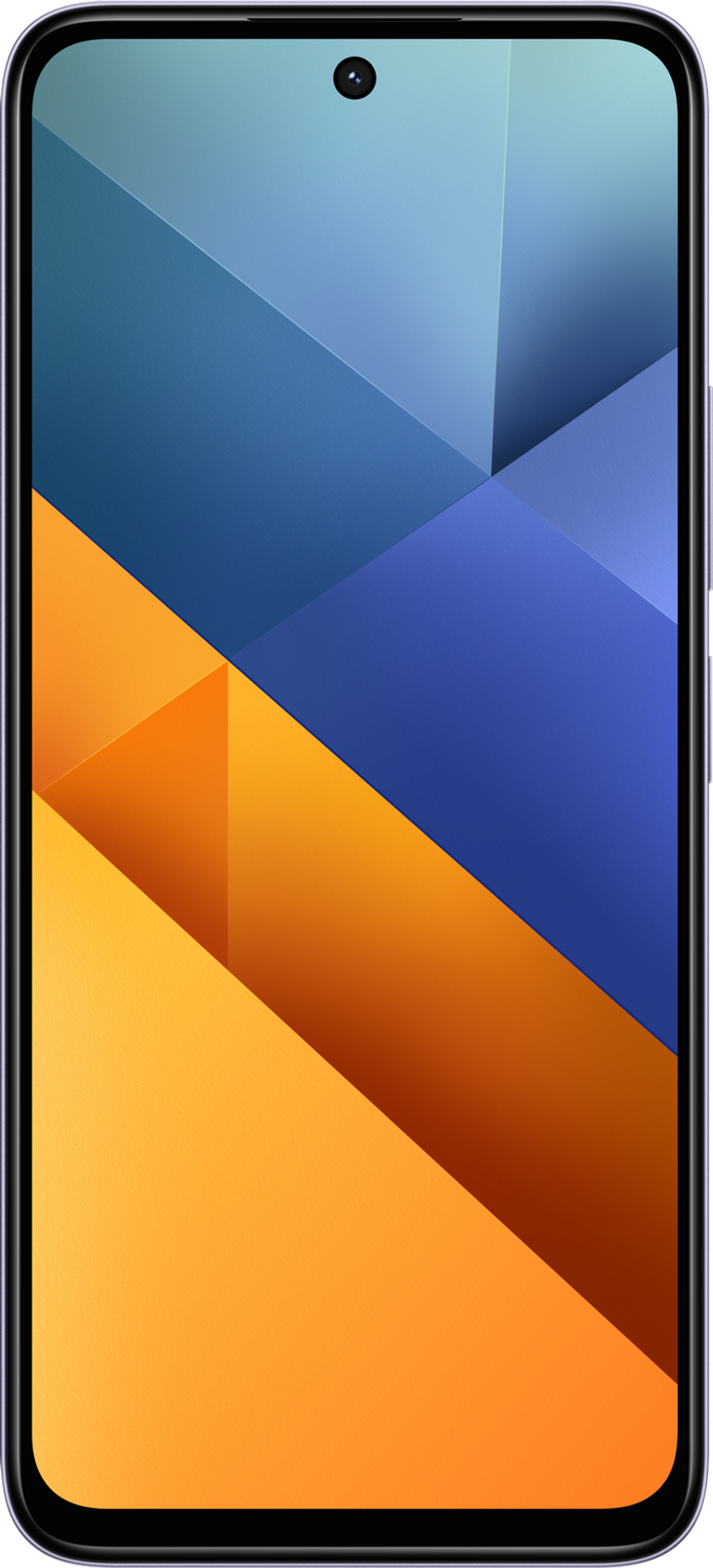 Un smartphone que muestra un fondo de pantalla abstracto y colorido. El teléfono es negro.