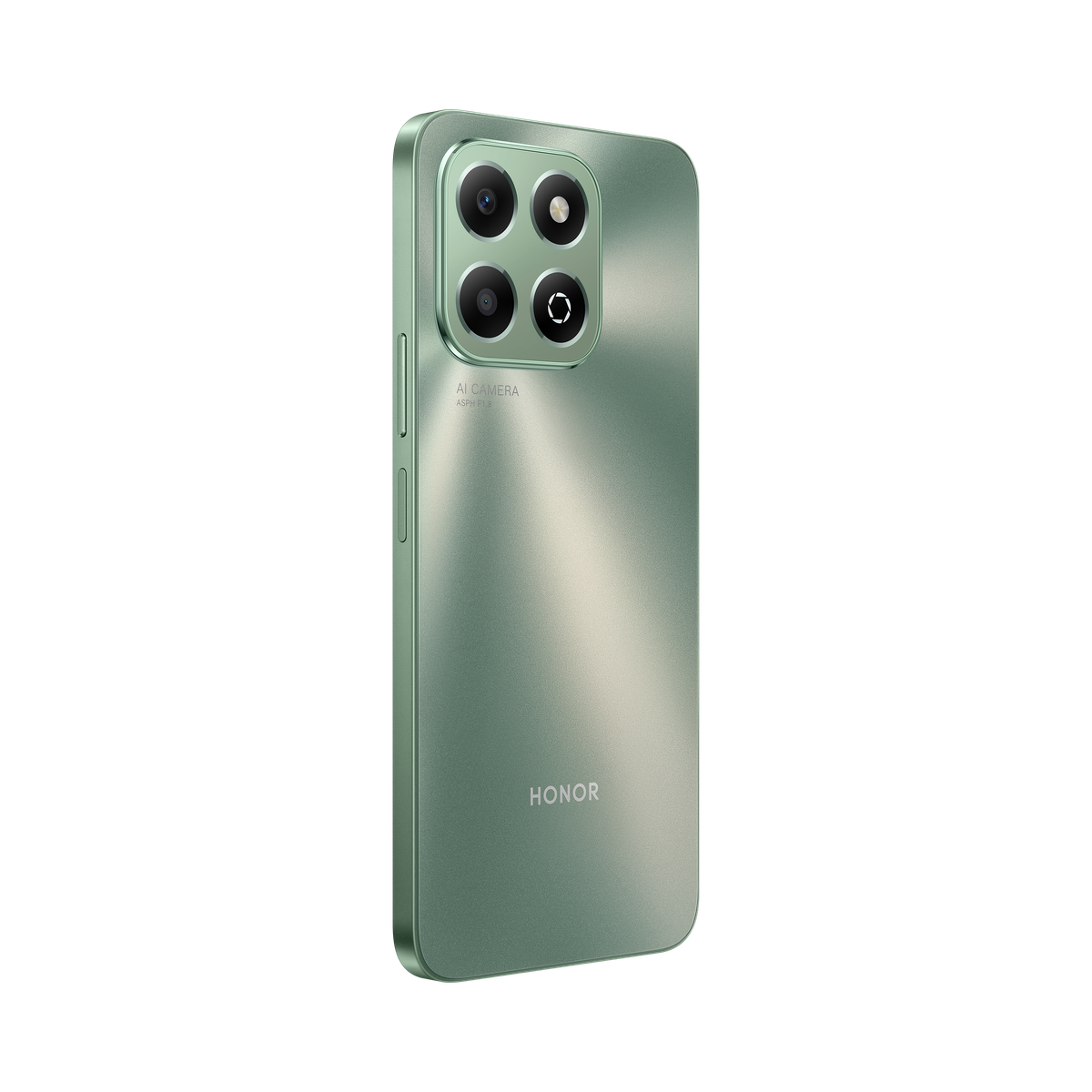 Zielony smartfon z czterema aparatami z tyłu, oznaczony jako AI CAMERA i HONOR.