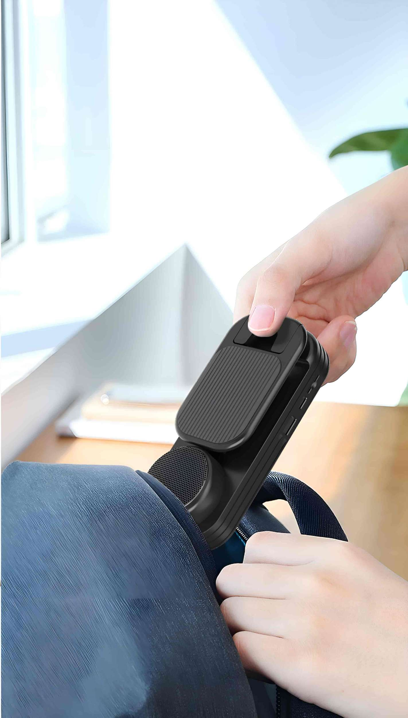 Eine Handyhülle mit einem Telefon darin, das drahtlos geladen wird, mit einem grünen Blitz.