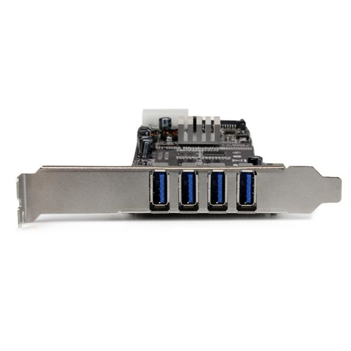 Silberne USB 3.0 Erweiterungskarte mit vier blauen USB-Anschlüssen.