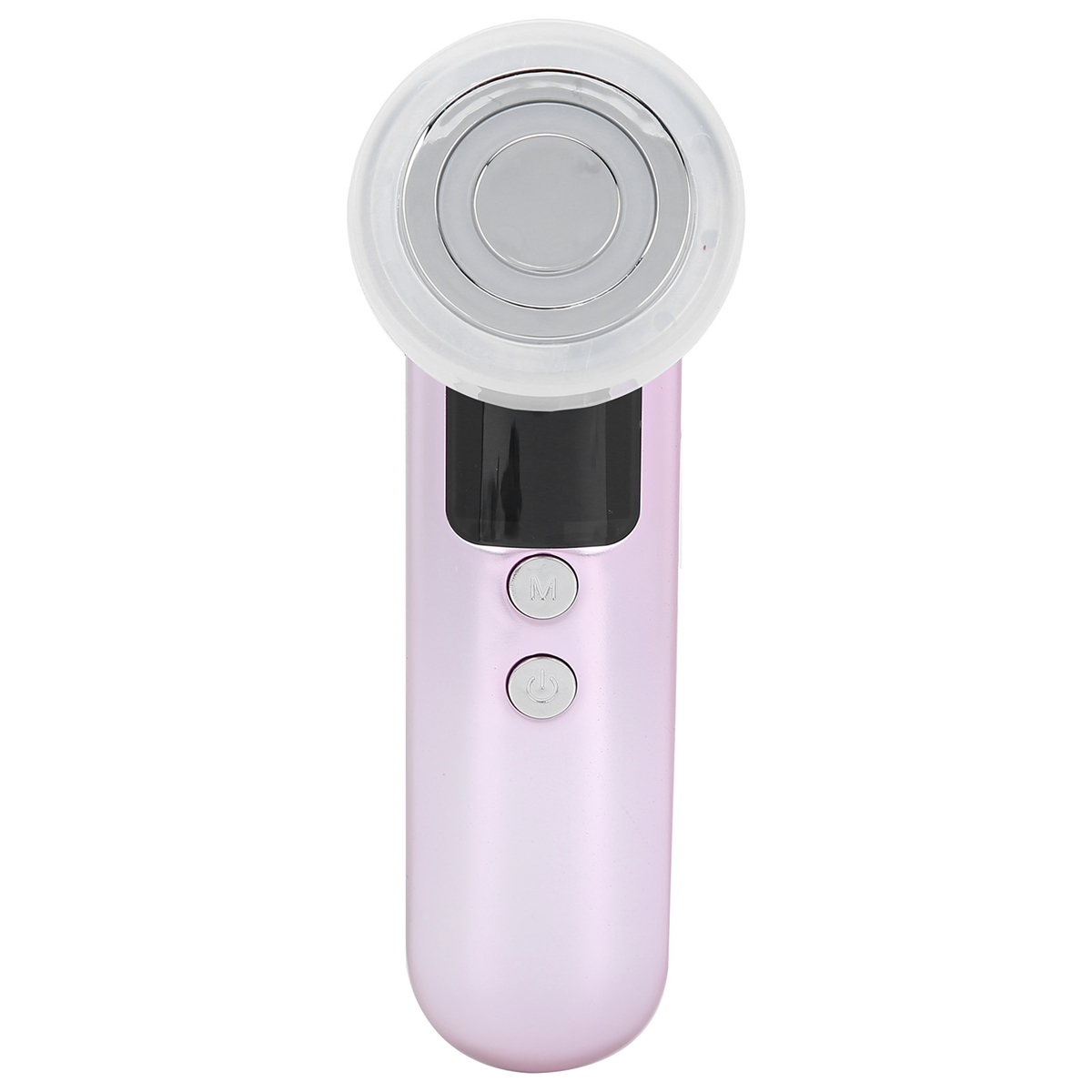 Rosa Gesichtsgerät. Hat einen abgerundeten Kopf und zwei Knöpfe. Modernes Design, einsatzbereit.