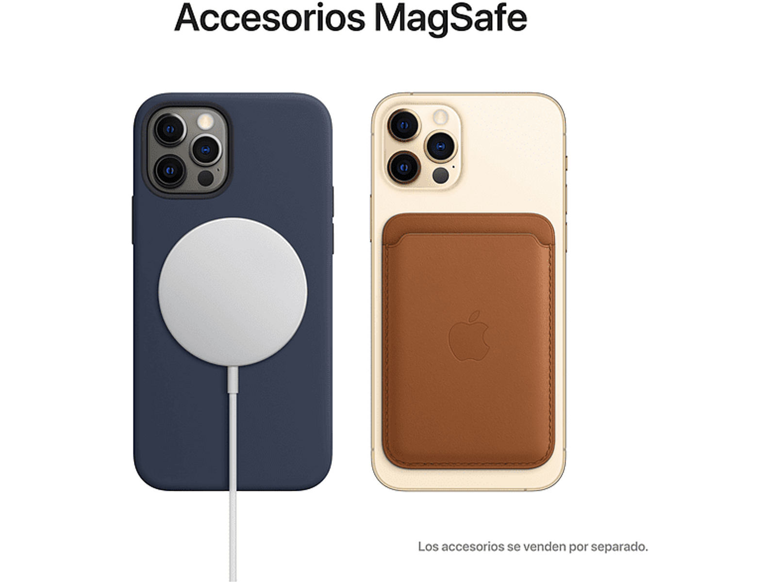 Dwa etui na telefon i ładowarka MagSafe. Etui są niebieskie i brązowe, z logo Apple.