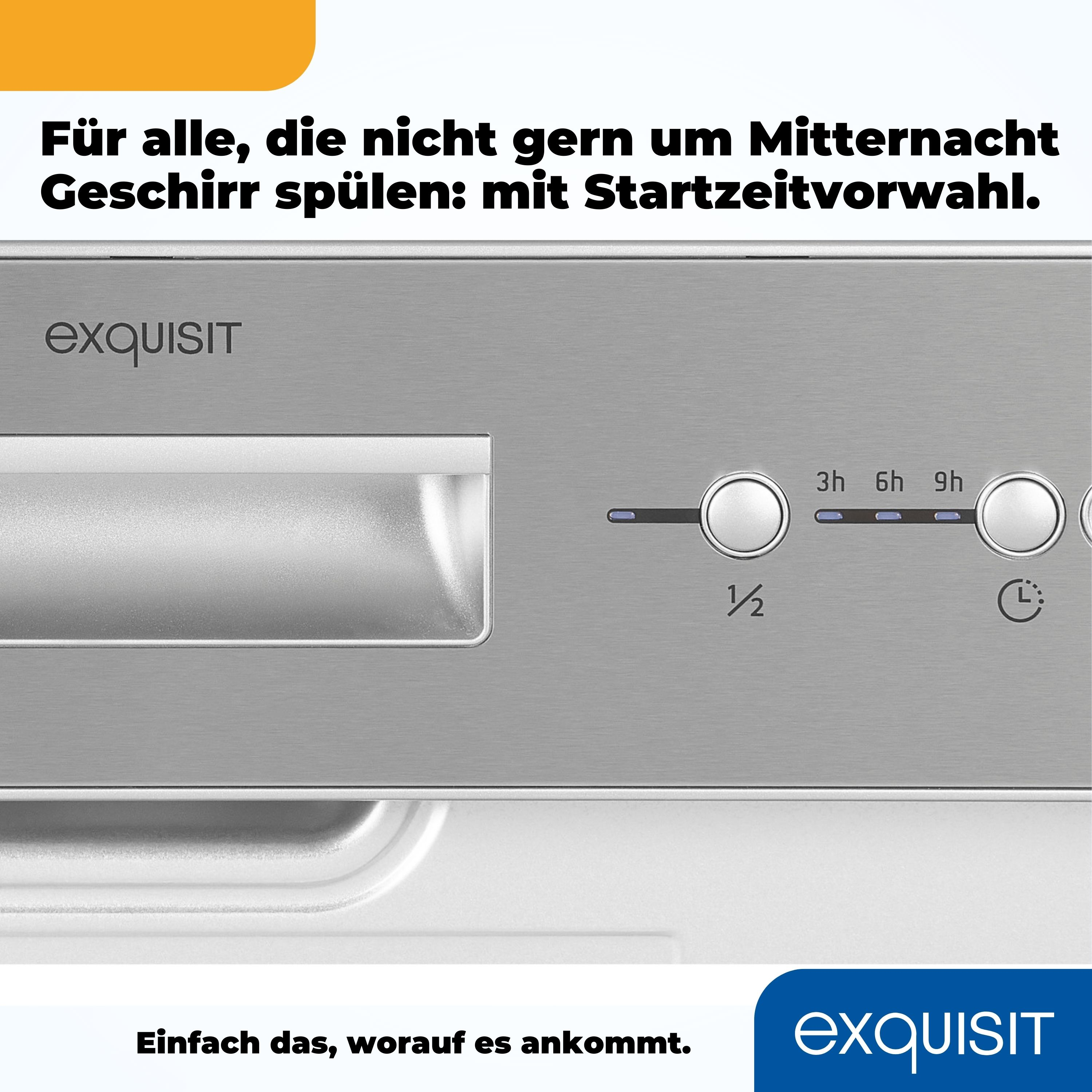 Nahaufnahme eines Geschirrspüler-Bedienfelds mit Knöpfen und Digitalanzeige.