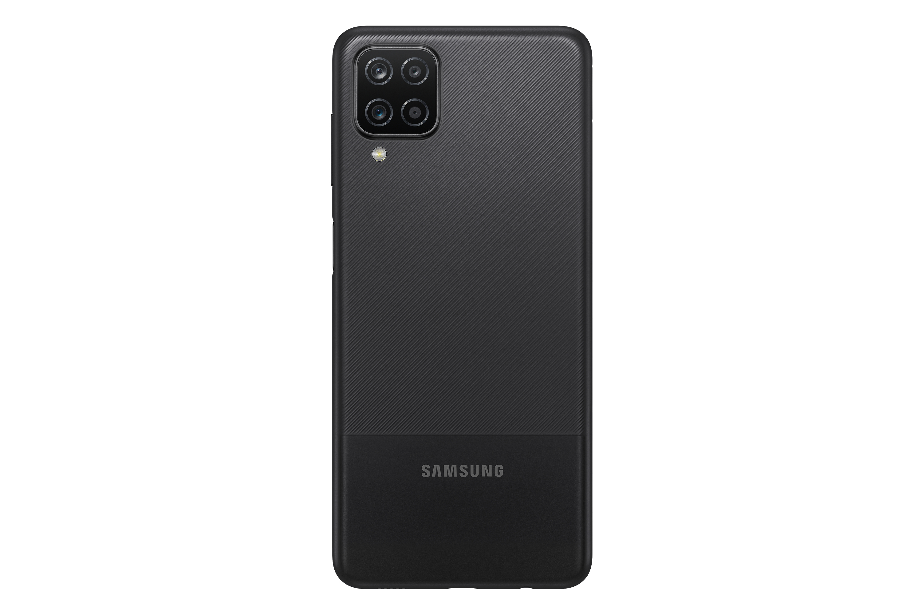 Black smartphone back showing camera array and Samsung logo.