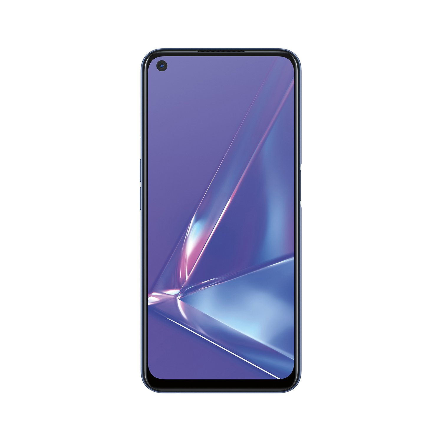 Smartphone mit einem blau-violetten Farbverlauf-Bildschirm, mit schwarzem Rahmen.