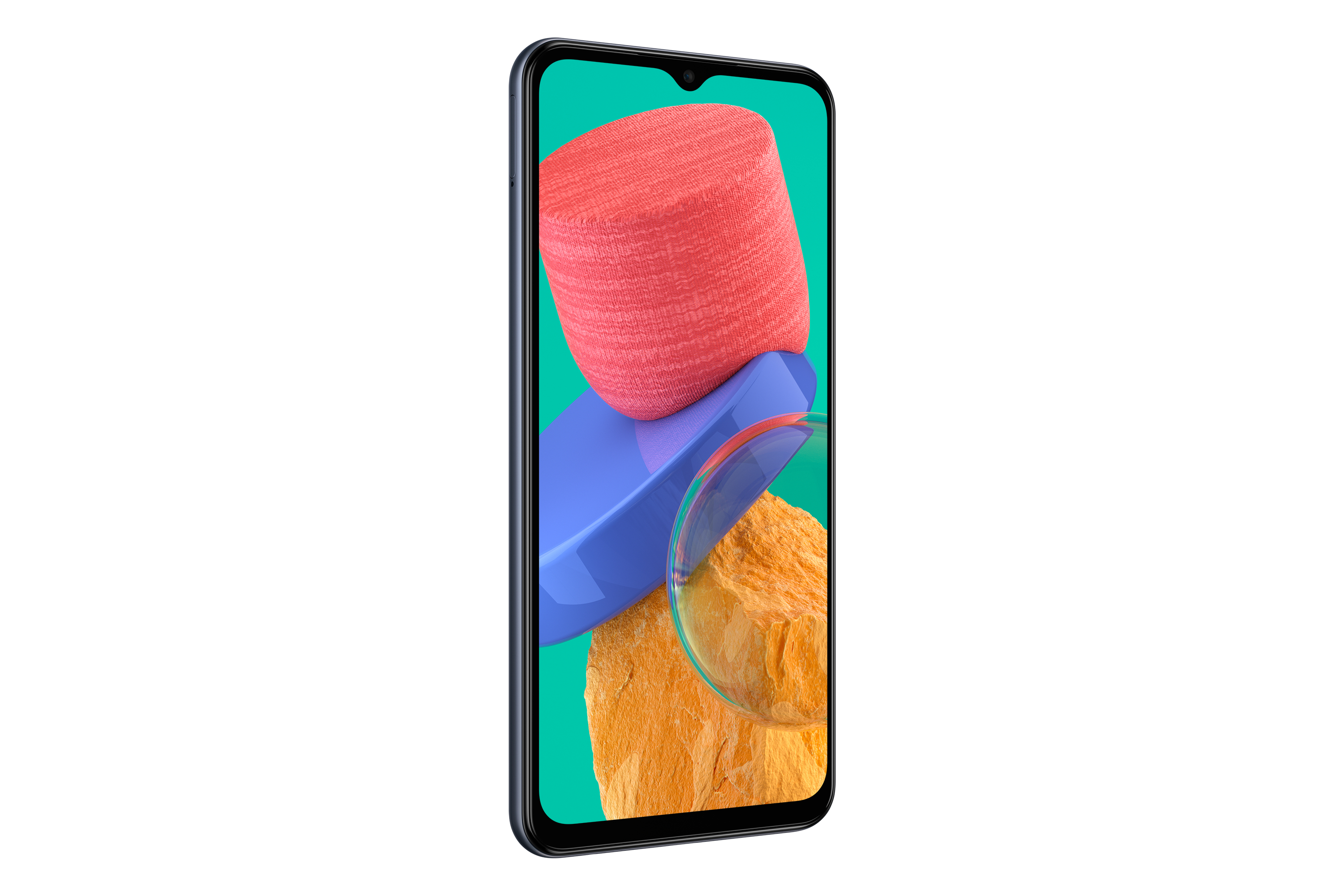 Smartphone-Bildschirm mit bunten, abstrakten Formen. Weißer Hintergrund.