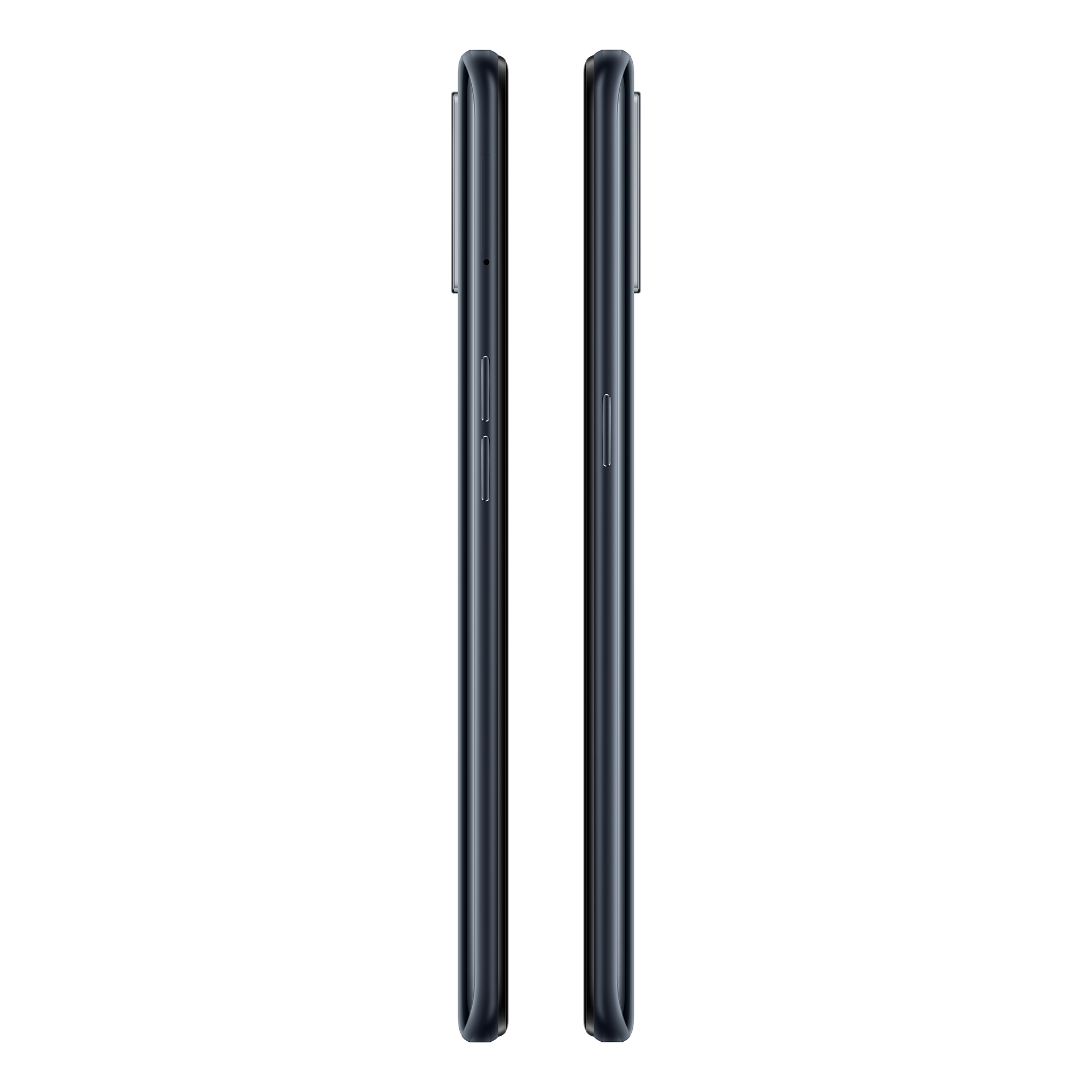 Zwei schwarze Smartphones nebeneinander. Sie scheinen identisch zu sein.