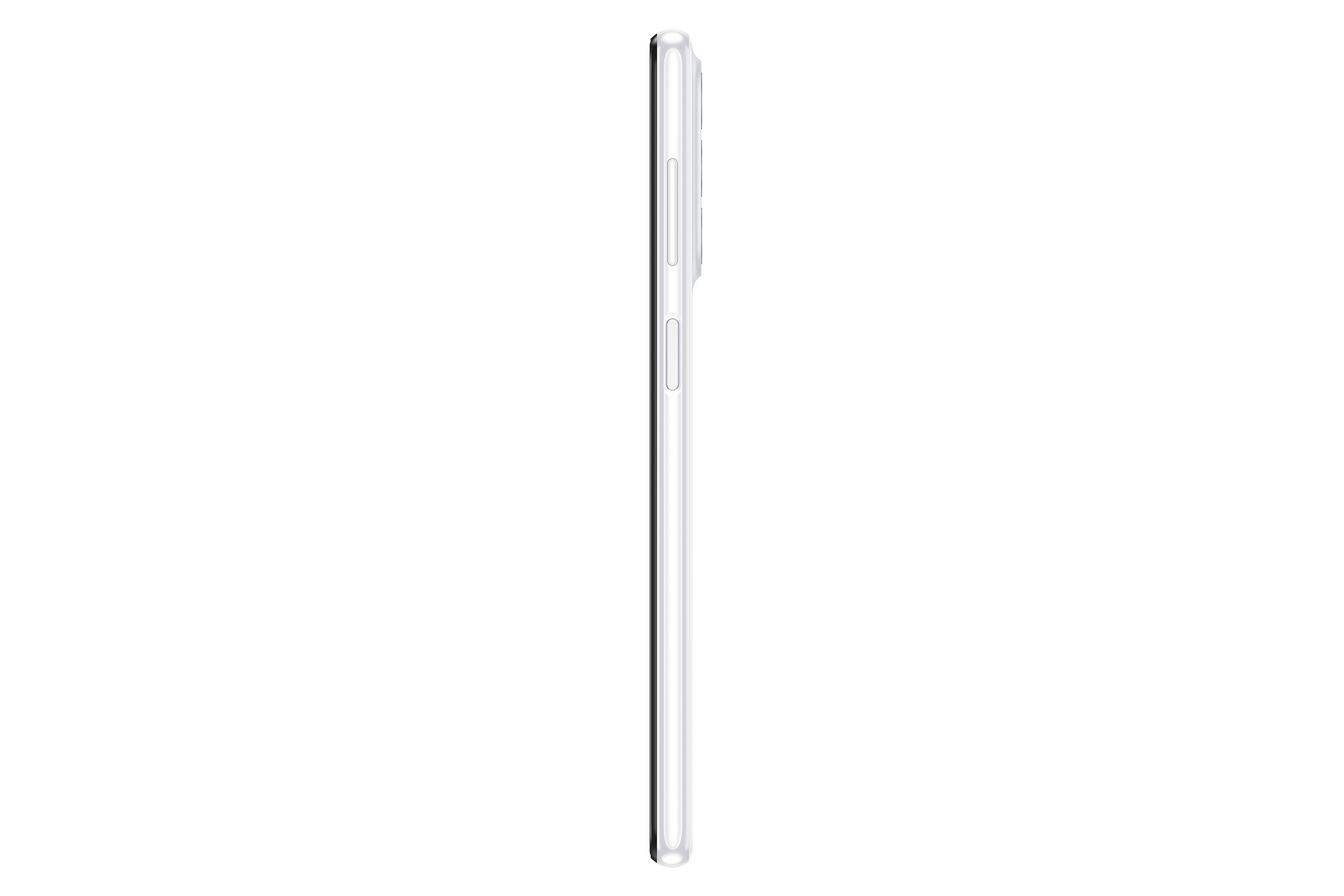 Smartphone profile view, side showing buttons and slim design, on a white background.