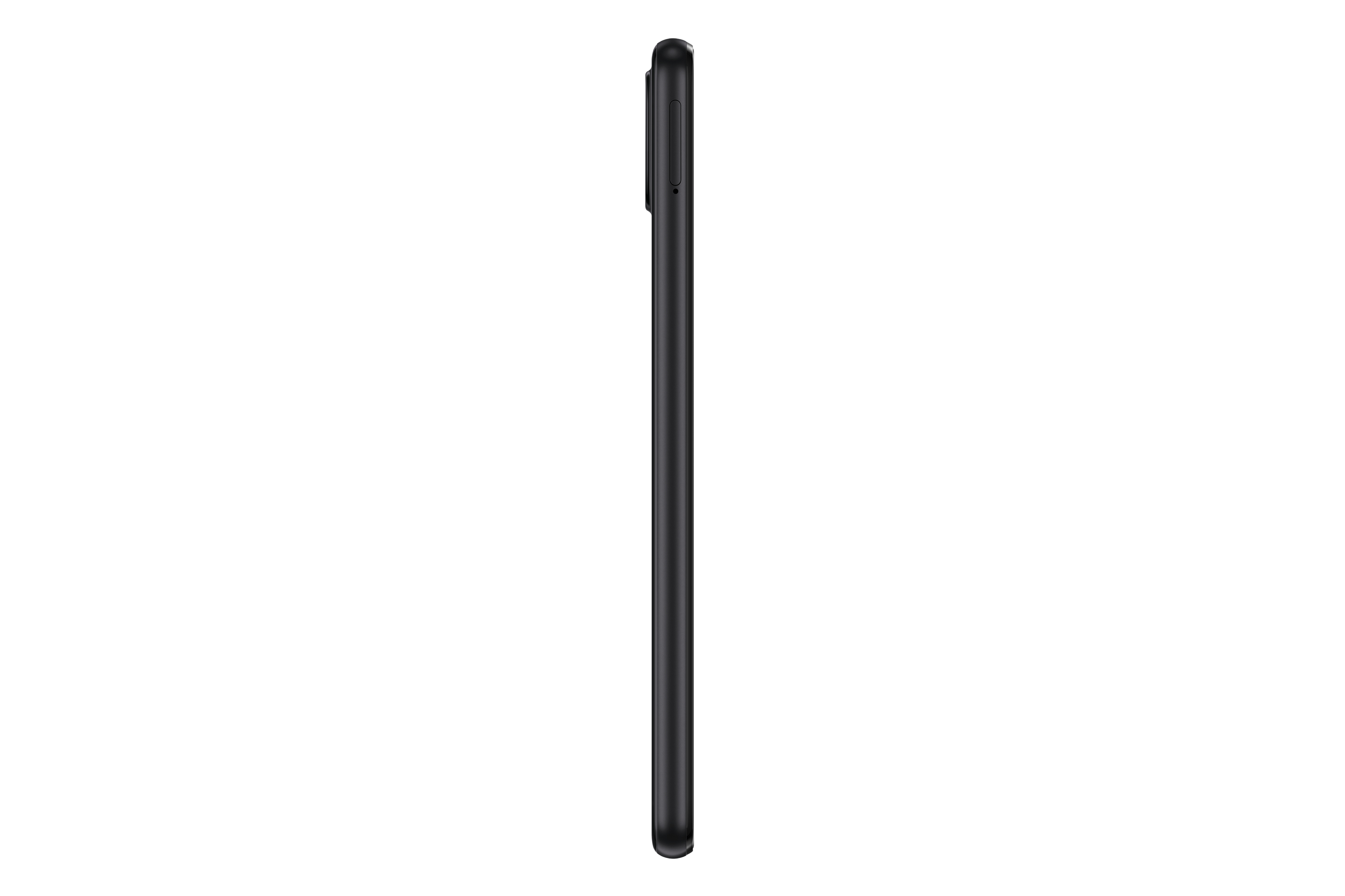 Schwarzes Smartphone, Seitenansicht, zeigt schmales Profil und Seitenkante.