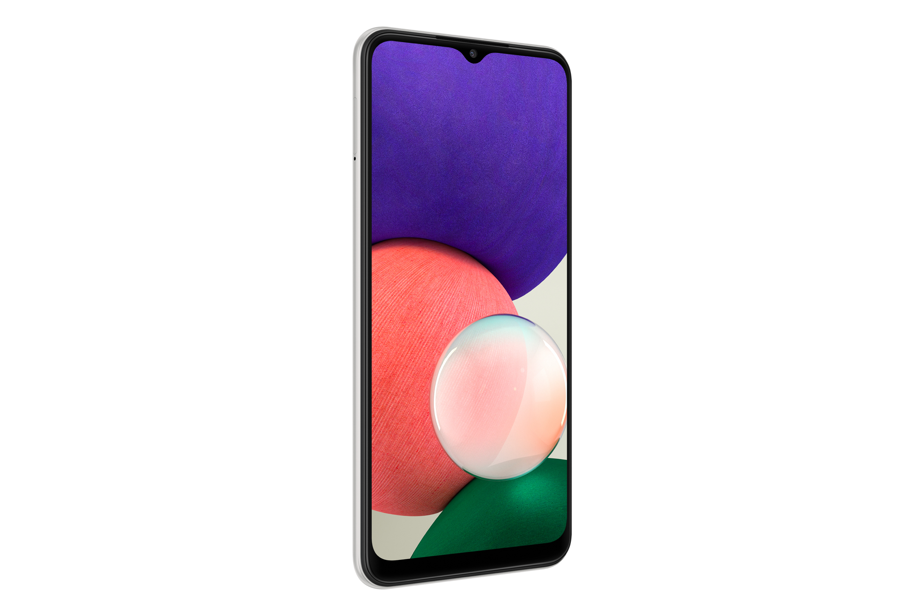 Ein Telefon, das nach links abgewinkelt ist und ein farbenfrohes abstraktes Bild zeigt.