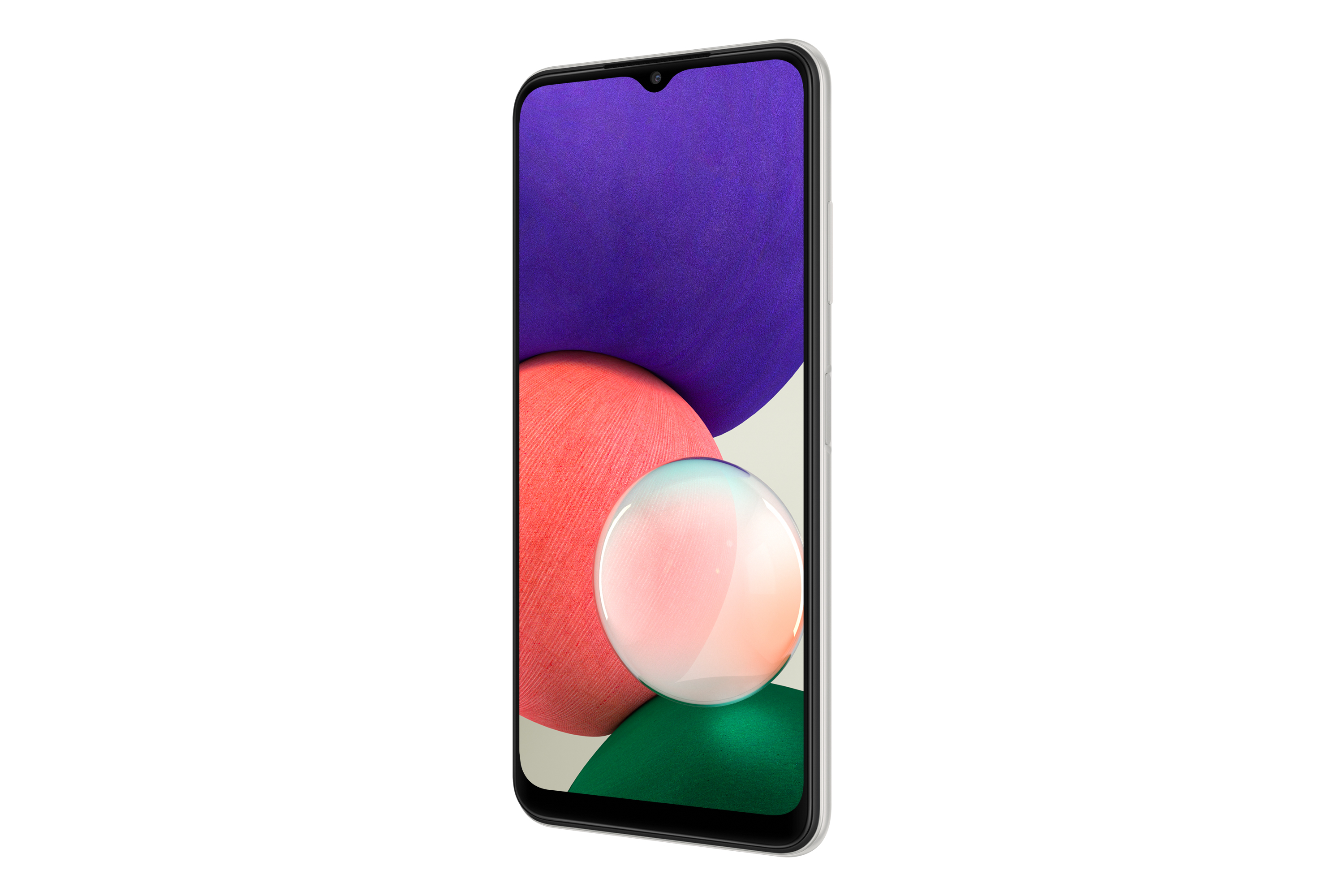 Smartphone mit farbenfrohem Bildschirm. Das Telefon ist hellfarbig mit Kamera. Modernes Design.
