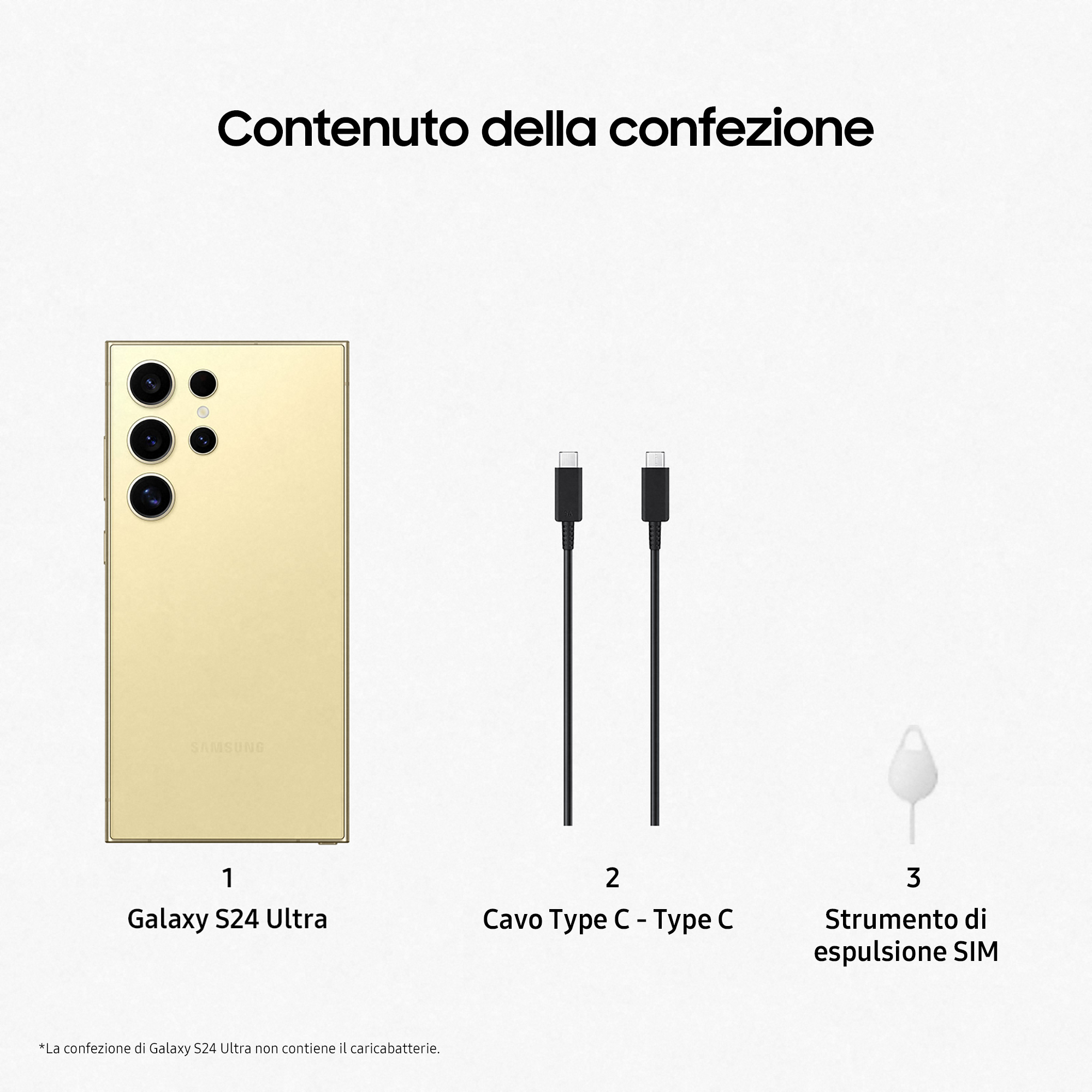 Contenido de la caja: Teléfono dorado, dos cables negros y herramienta de expulsión SIM.