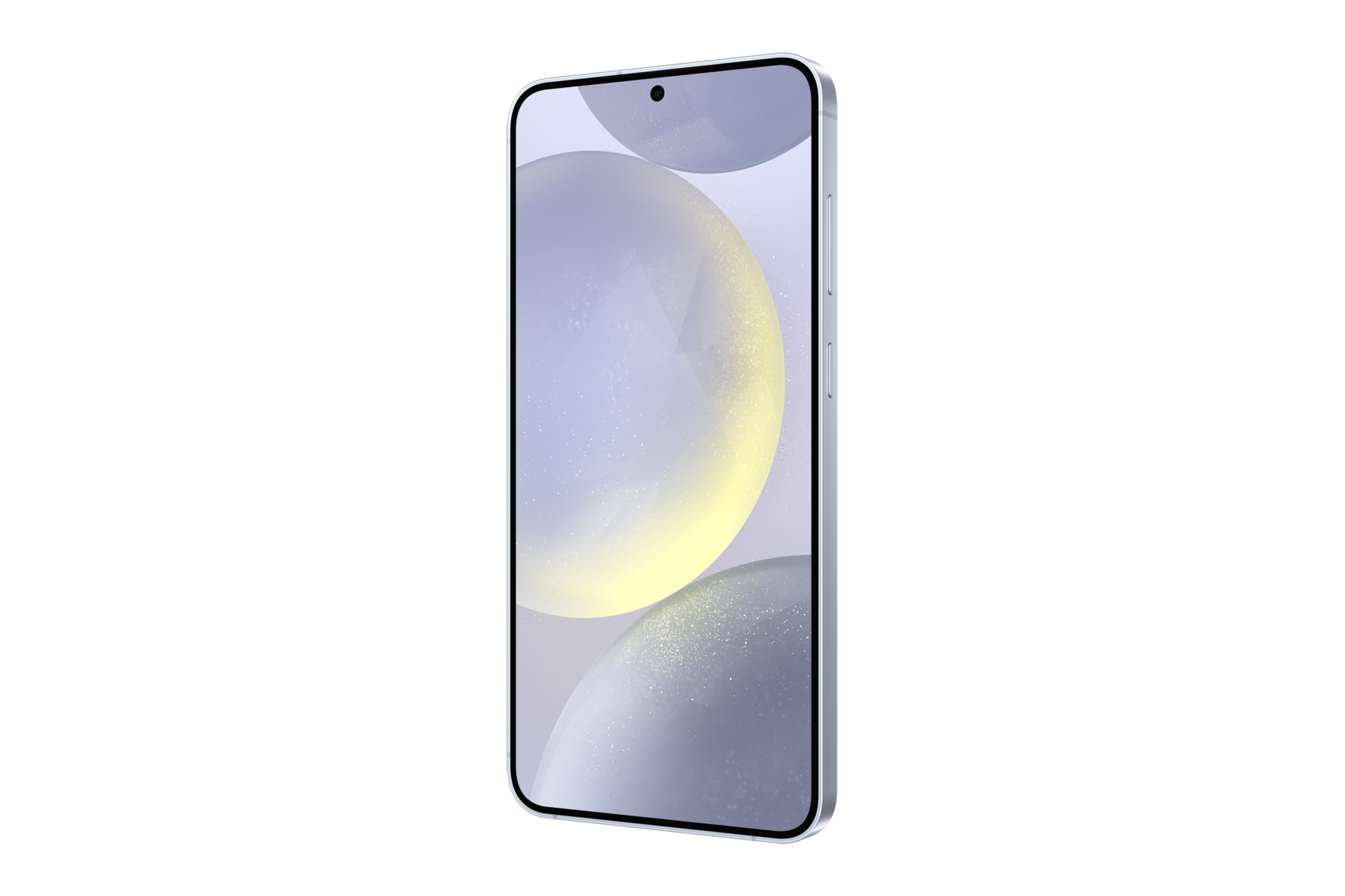 Een zilveren smartphone iets naar links gekanteld.