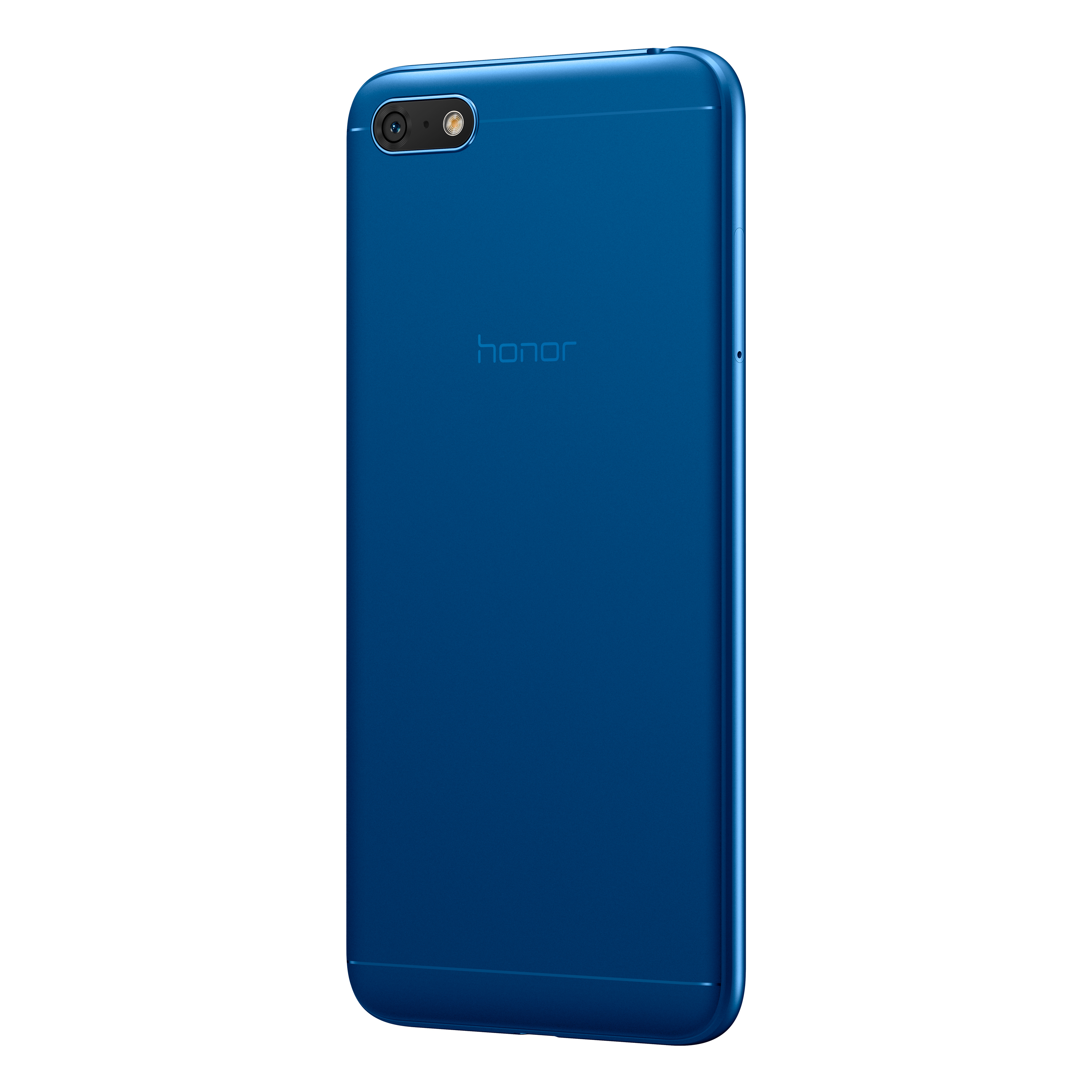 Blaue Honor-Telefonrückseite mit einzelner Kamera und Honor-Logo.
