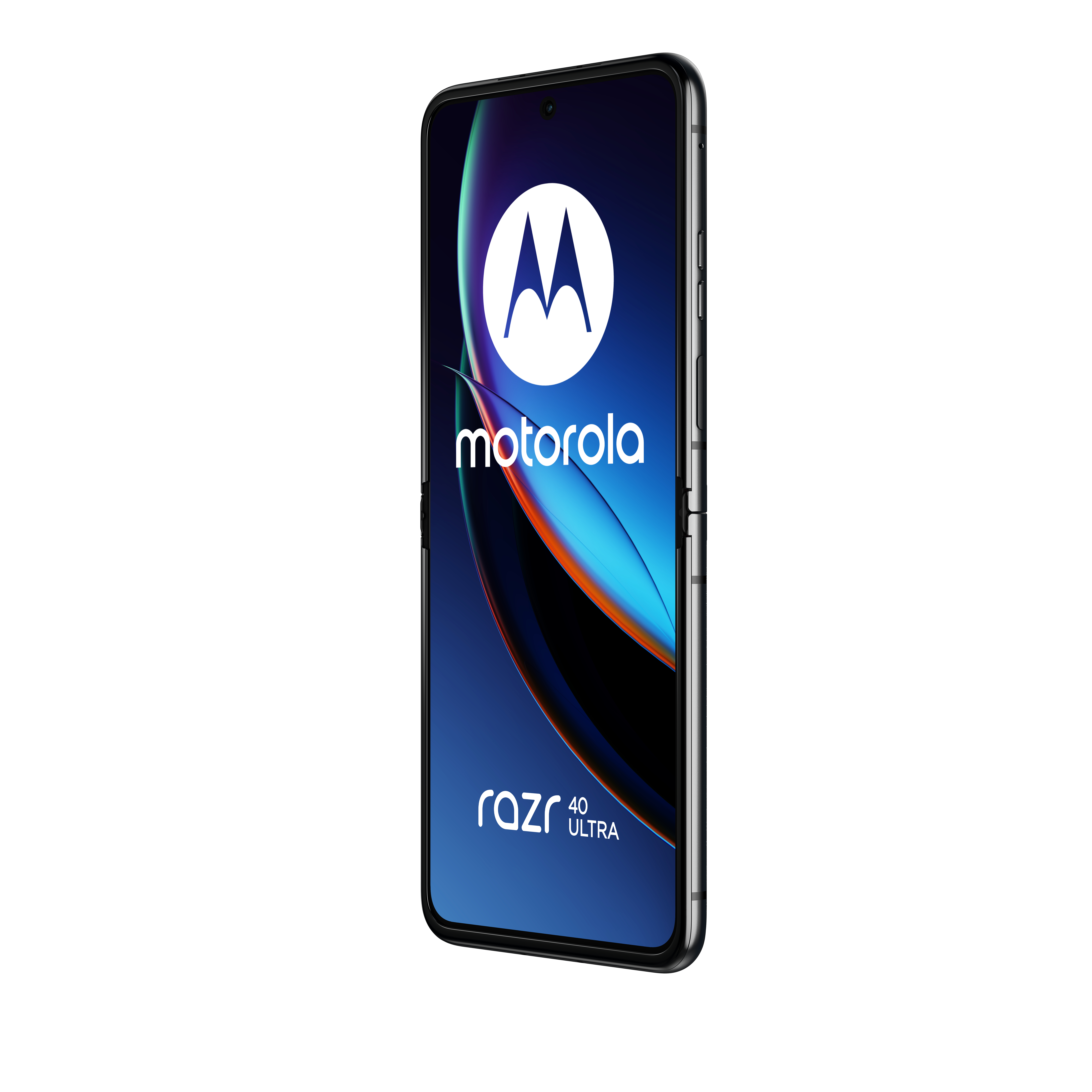 Motorola Razr-telefoon, opgevouwen, met een Motorola-logo op het scherm.