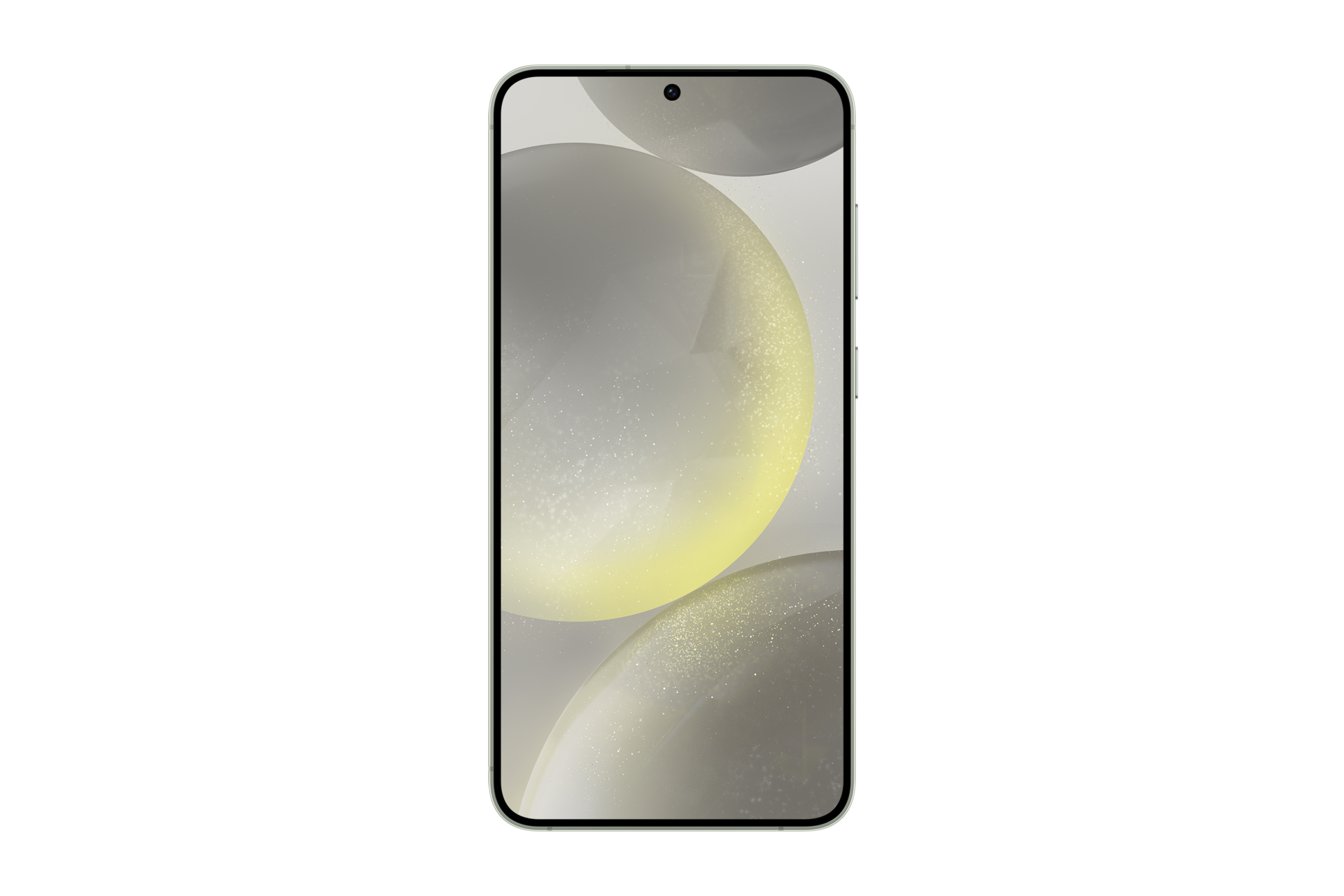 Smartphone scherm met een lichtgrijs bolontwerp op een witte achtergrond met een witte rand.