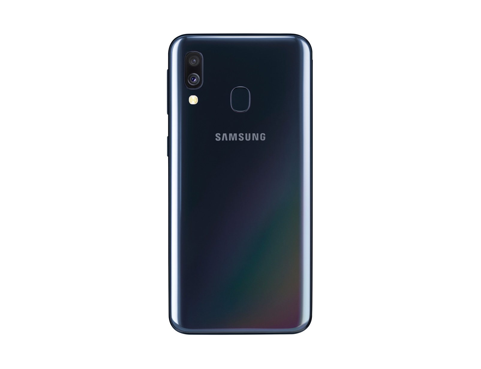 Rückseite eines schwarzen Samsung-Smartphones mit mehreren Kameras und einem Samsung-Logo.