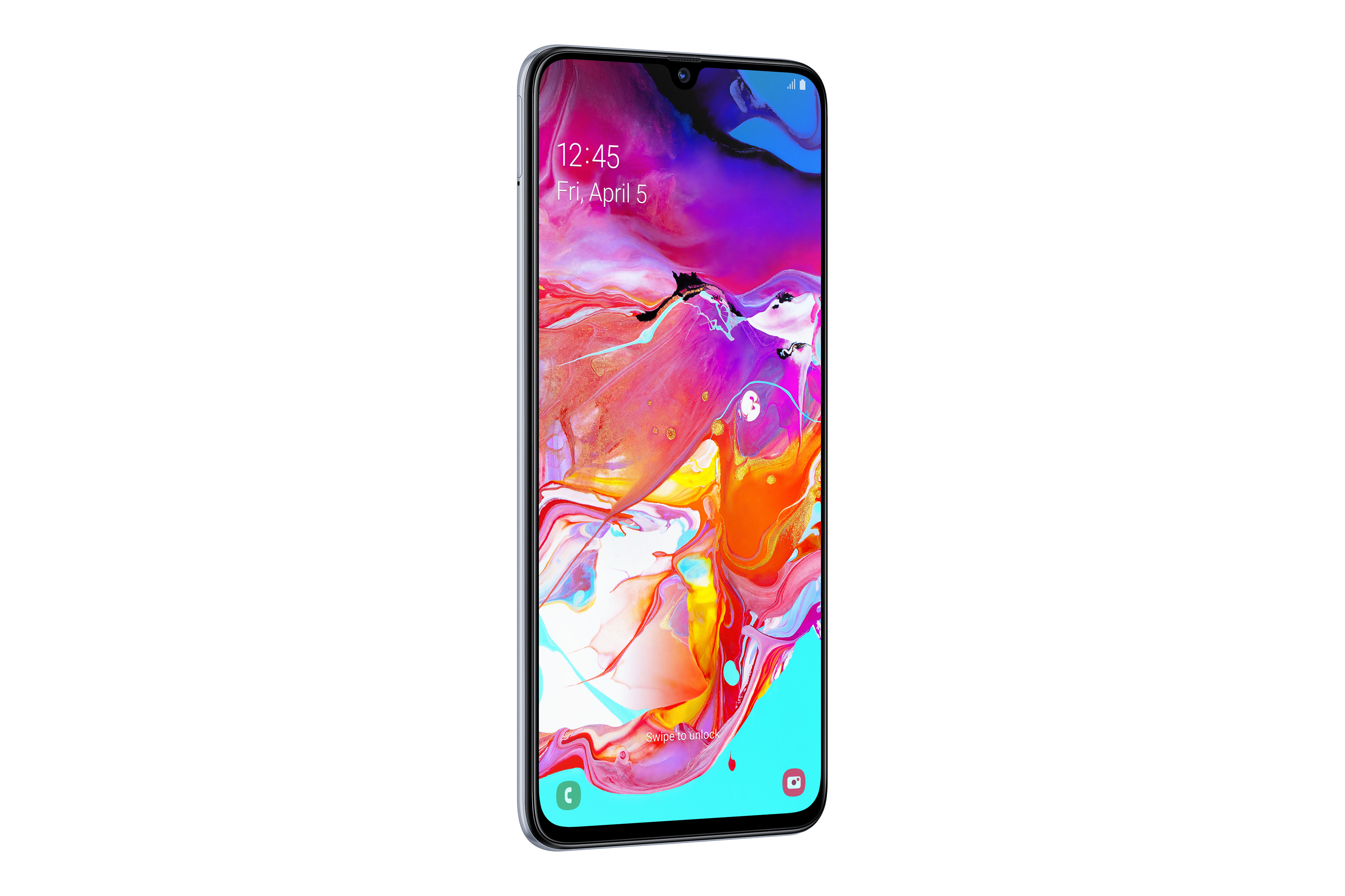 Smartphone zeigt bunte abstrakte Kunst auf dem Bildschirm.