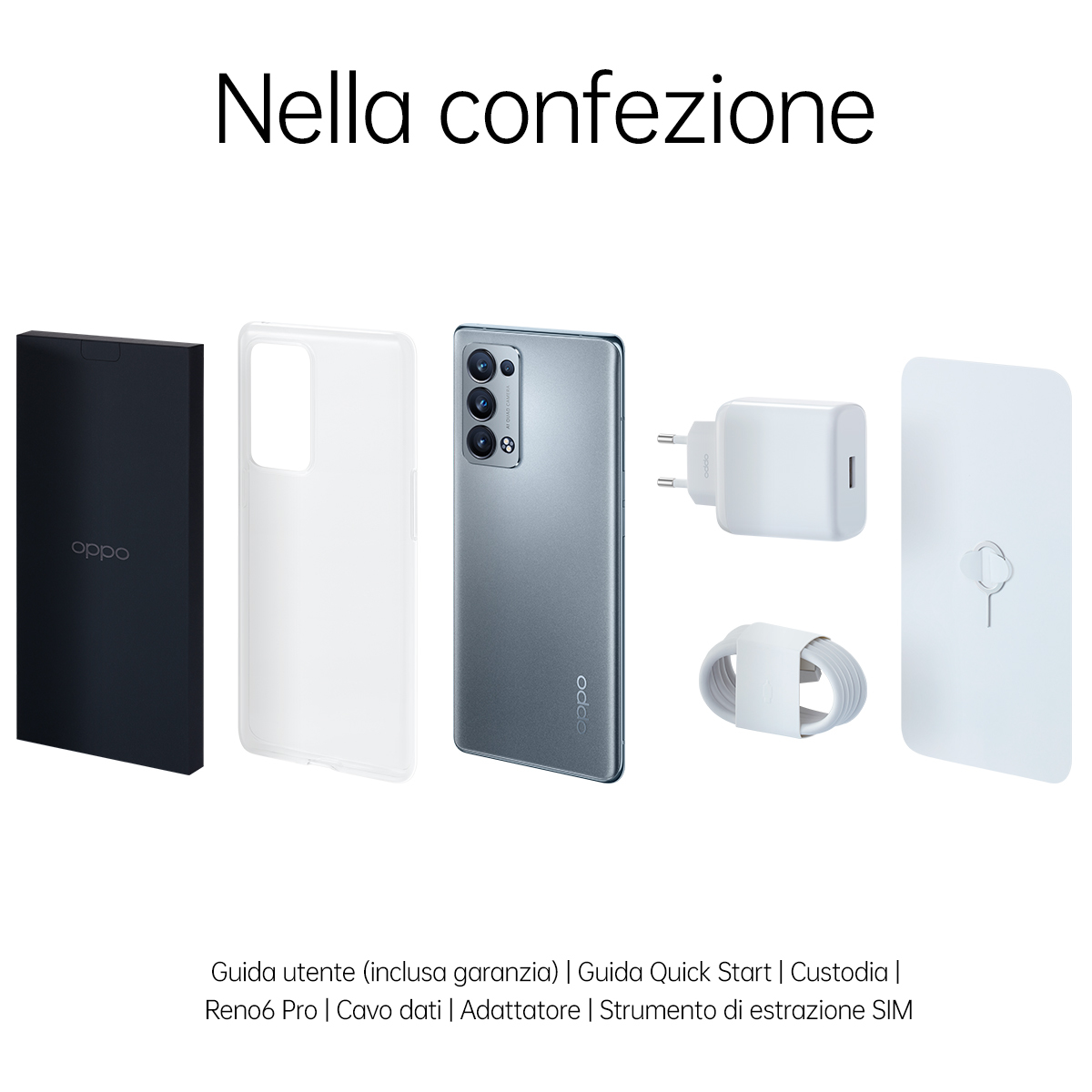 Pudełko telefonu, etui, telefon, ładowarka, kabel i narzędzie SIM na białym.