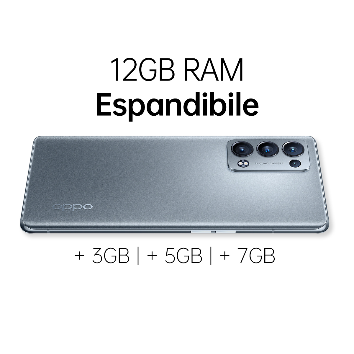 Srebrny tył telefonu Oppo z aparatami i tekstem. Izolowane na białym tle.