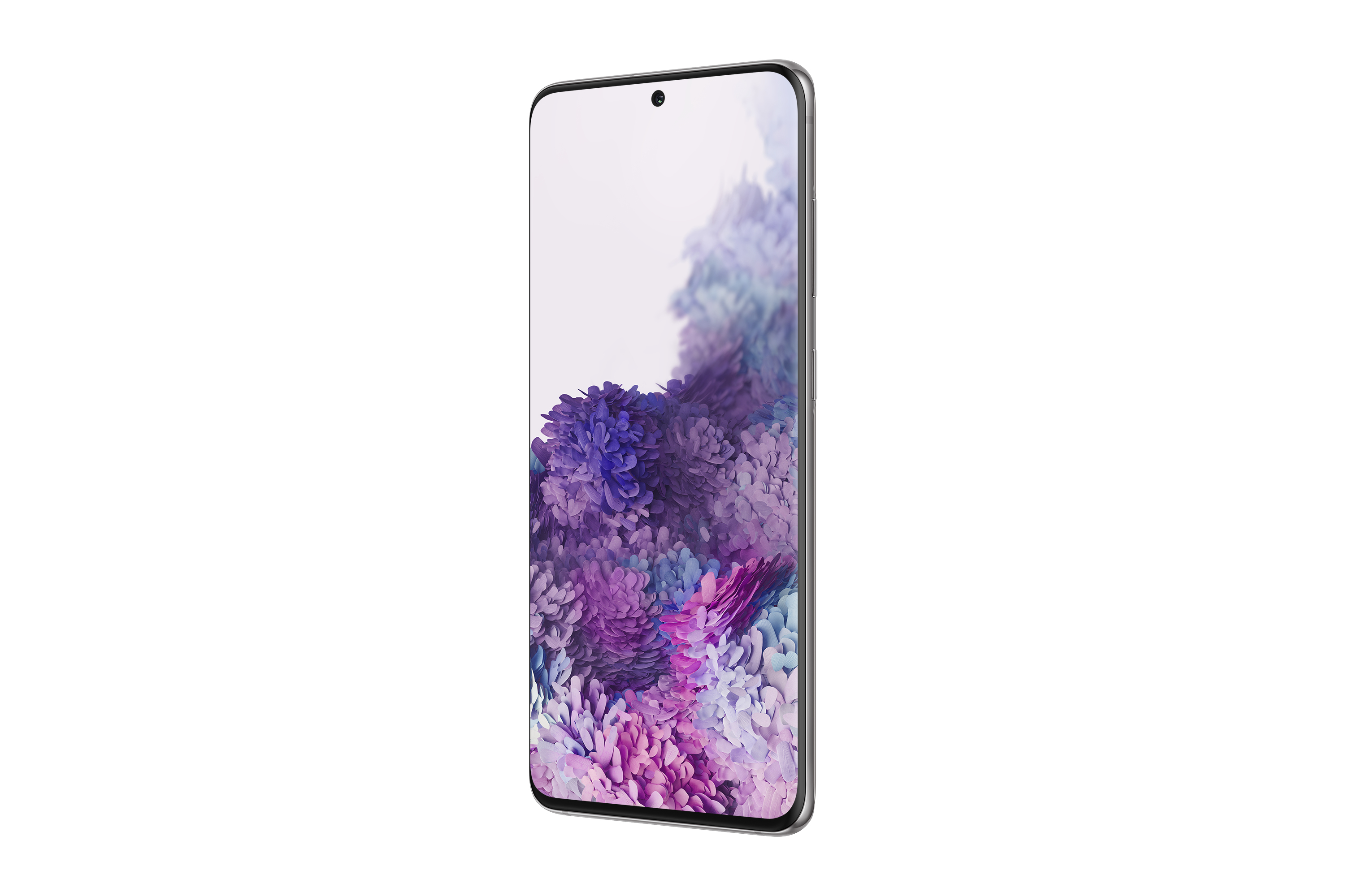 Smartphone con schermo che mostra un motivo floreale. Il telefono è nero e ha uno schermo curvo.