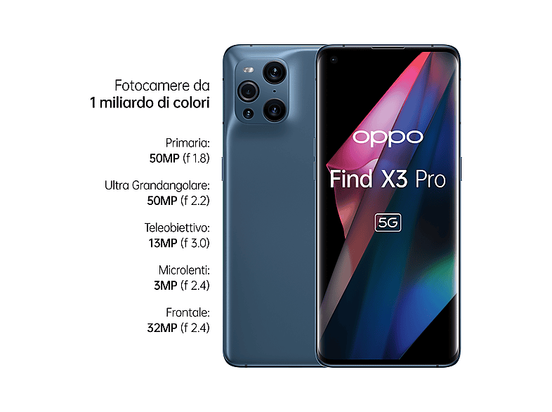 OPPO FIND X3 PRO 6.7P/DS/5G/12+256/BL, Azul, Móvil Android, 256 GB