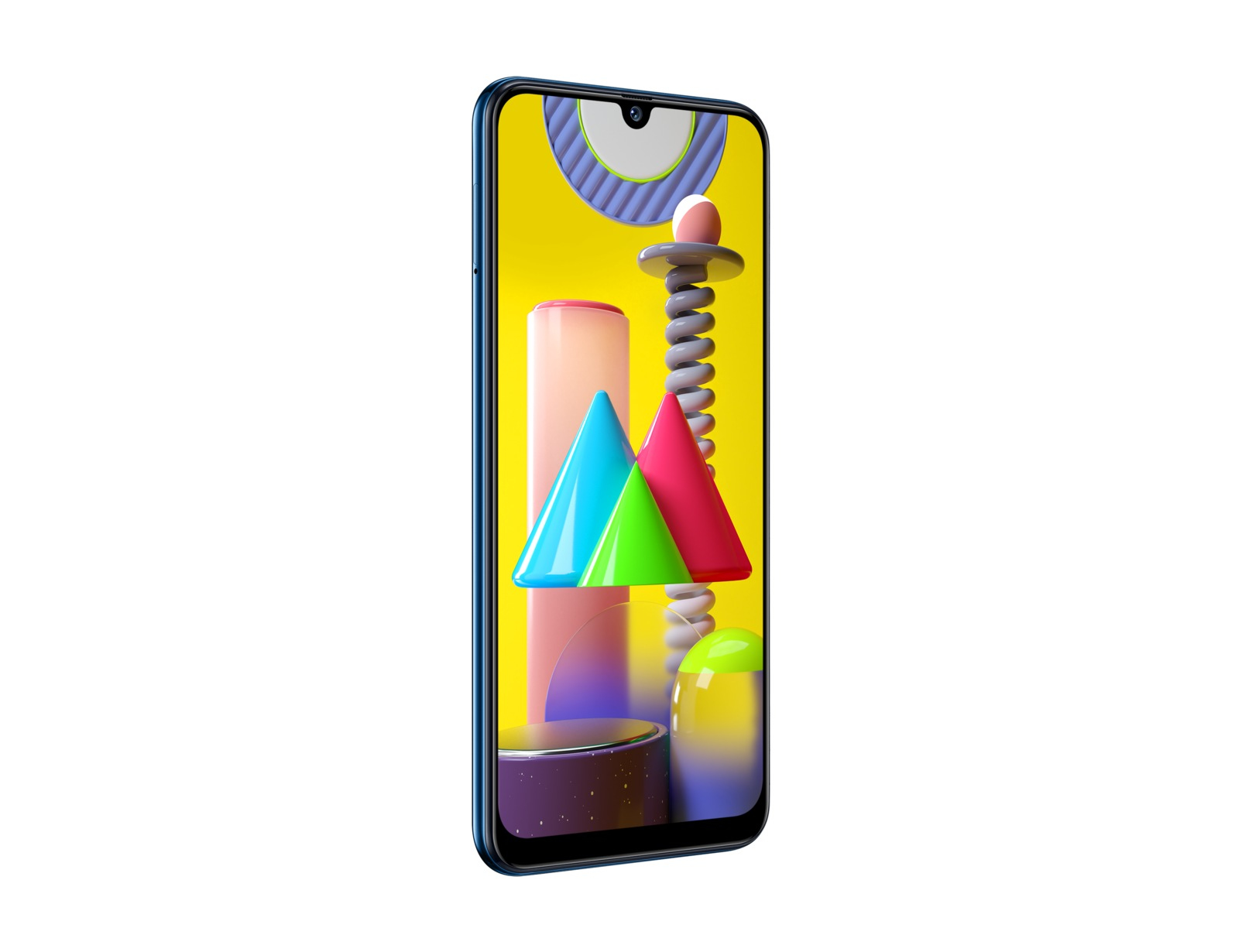 Telefon mit Display, abstraktes Design. Weißer Hintergrund.