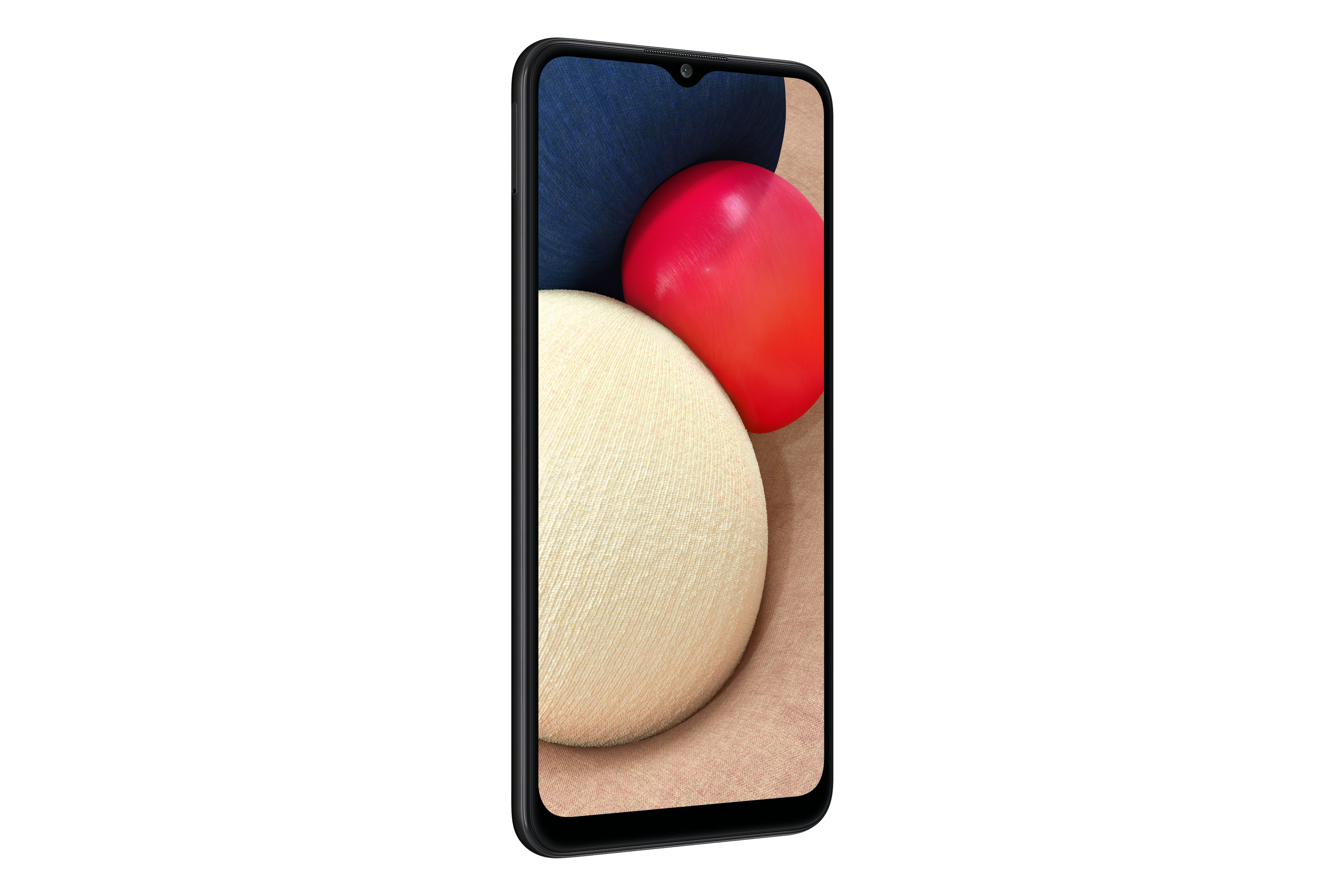 Uno smartphone nero con schermo colorato, su sfondo bianco. Il display mostra forme astratte.