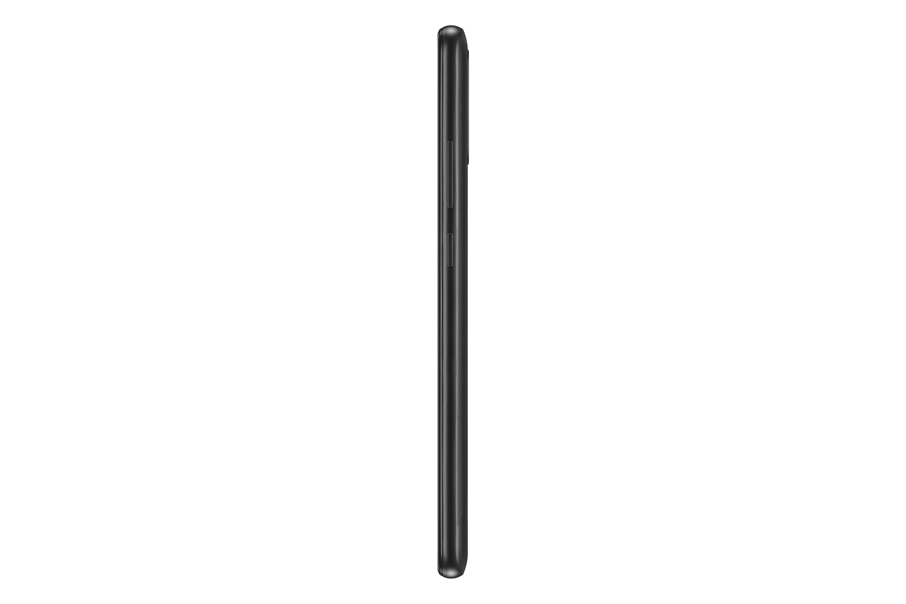 Vista laterale di uno smartphone nero. Il lato ha dei pulsanti.
