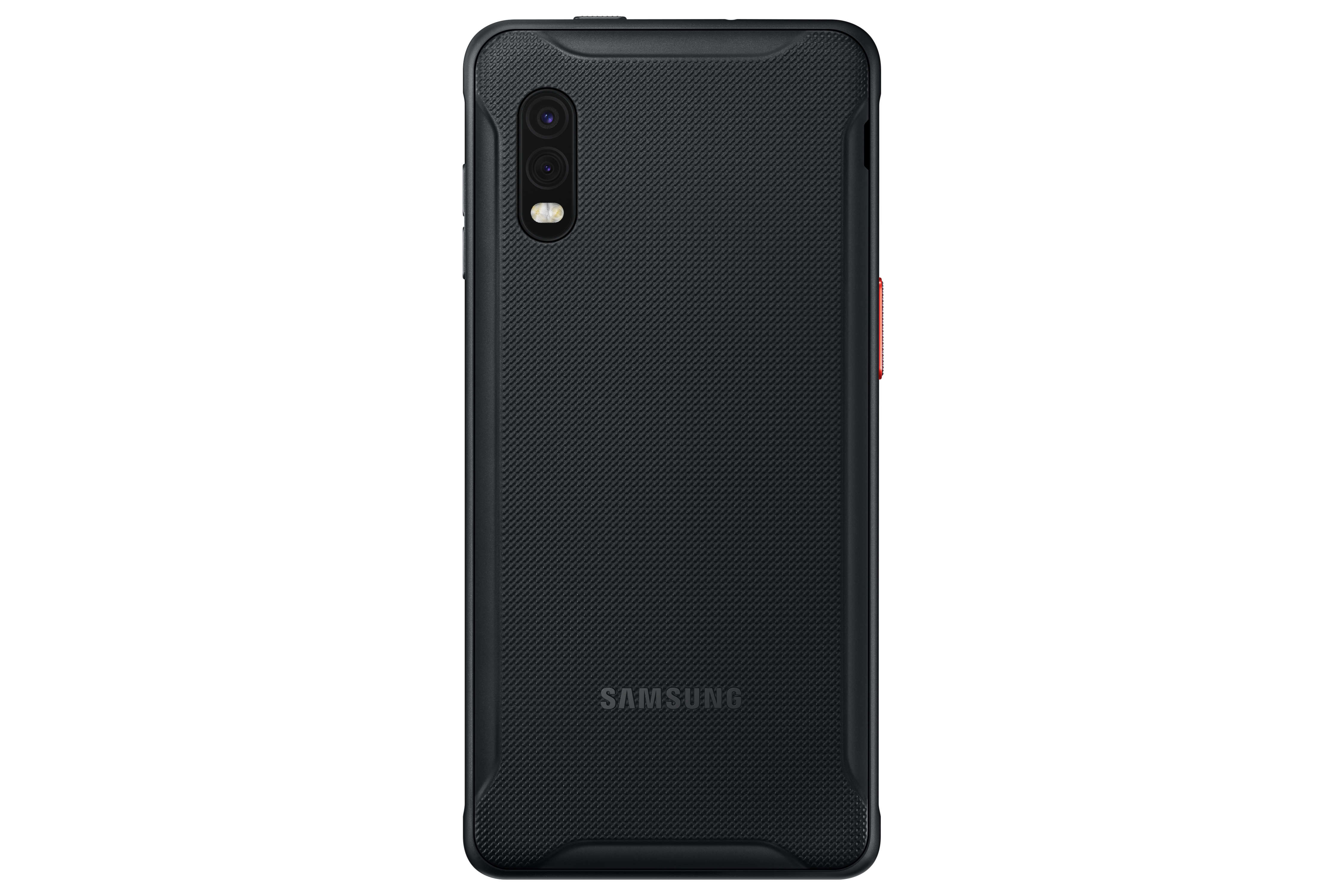 Retro nero dello smartphone Samsung, superficie strutturata, fotocamera, logo Samsung.