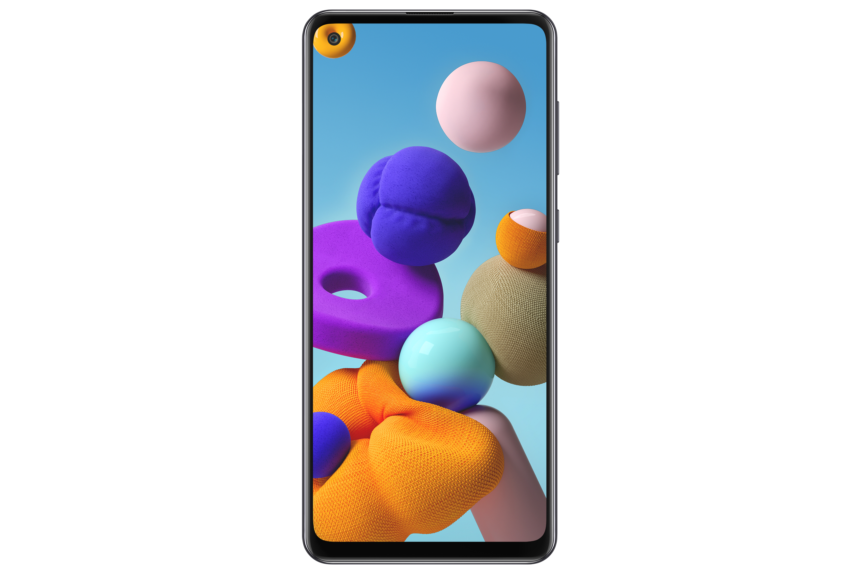 Uno smartphone mostra forme astratte colorate sullo schermo.