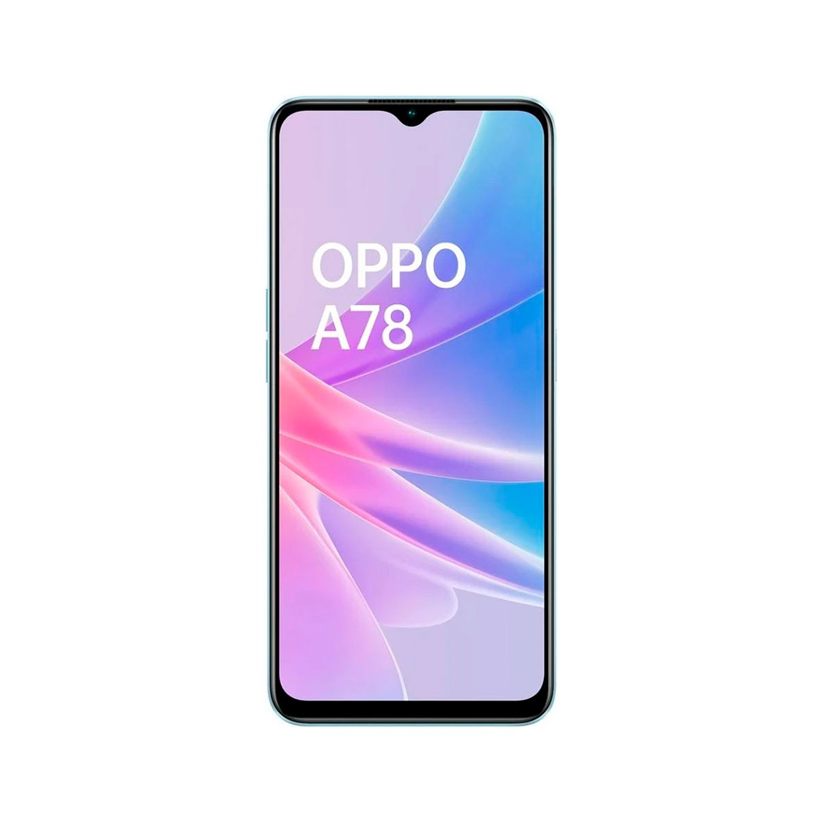 Pantalla del teléfono OPPO A78 mostrando un diseño abstracto colorido.