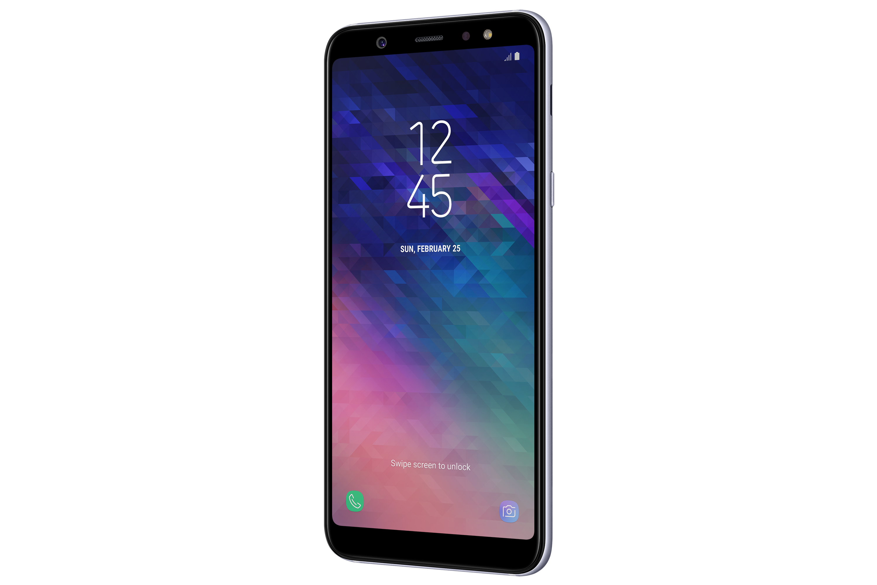 Smartphone che mostra ora, calendario e sfondo colorato con gradiente.