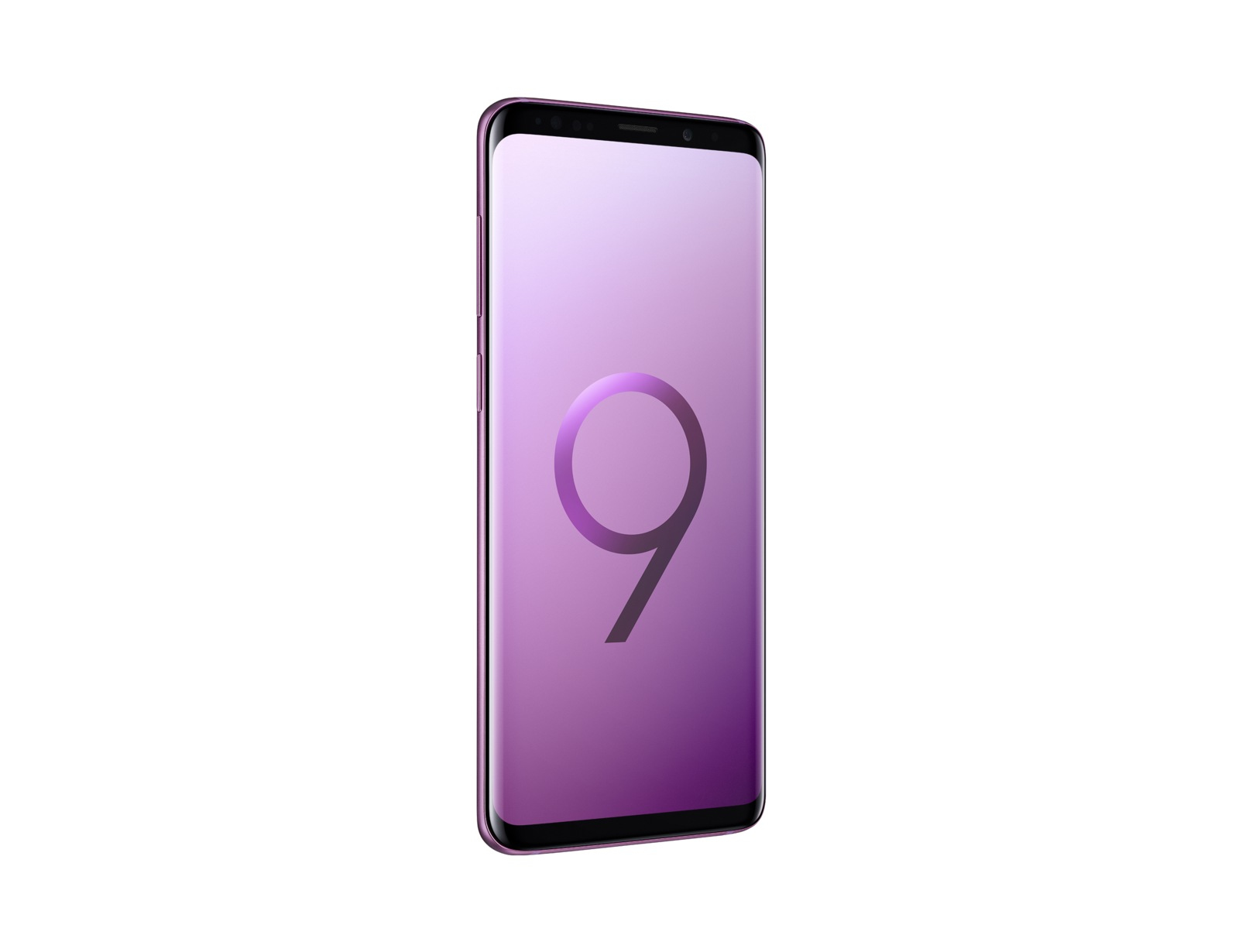 Ein lilafarbenes Smartphone, das die Zahl 9 auf seinem Bildschirm anzeigt, ist leicht angewinkelt. Weißer Hintergrund.