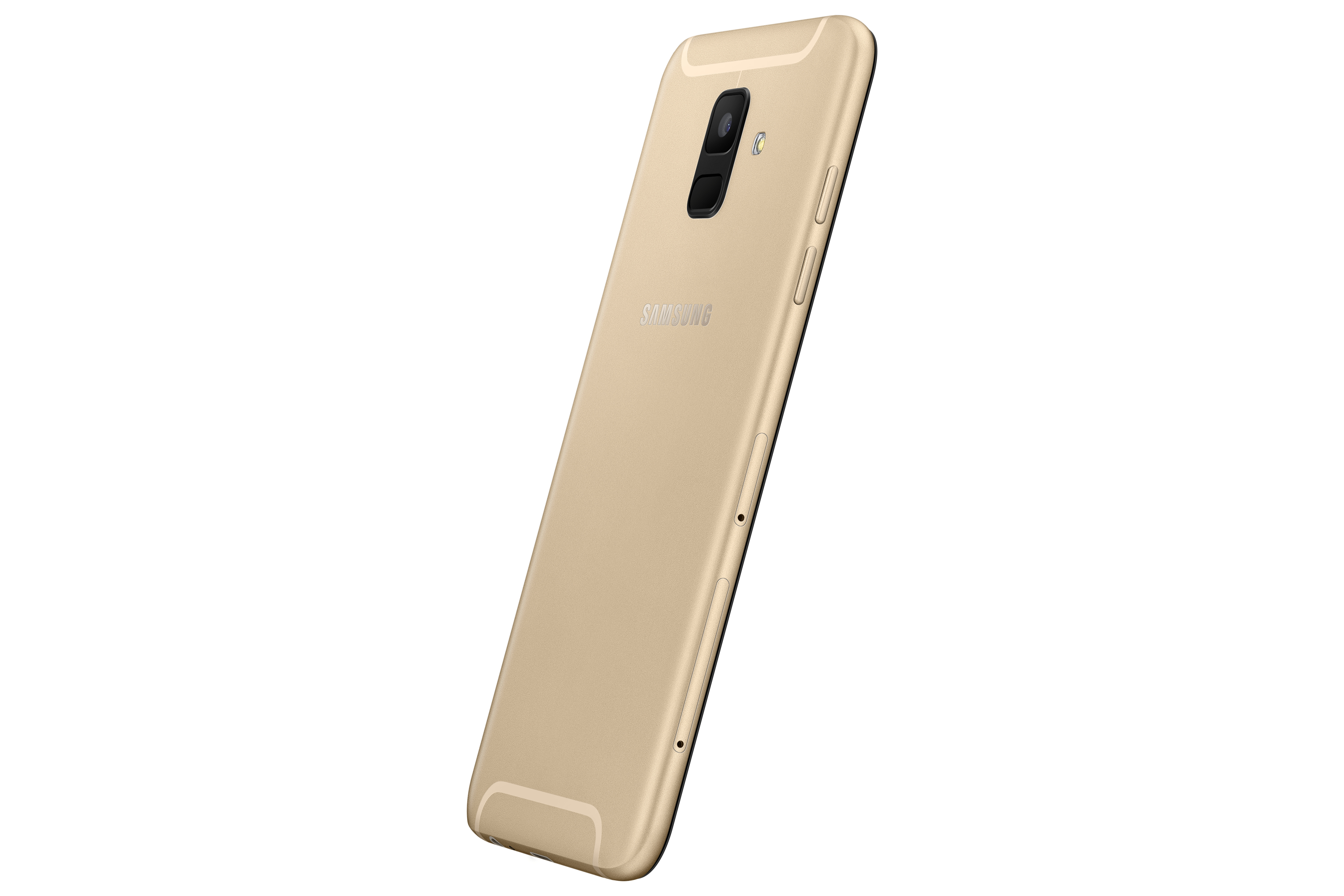 Goldene Samsung-Telefonrückseite. Kamera und Blitz sind sichtbar. Samsung-Logo drauf.