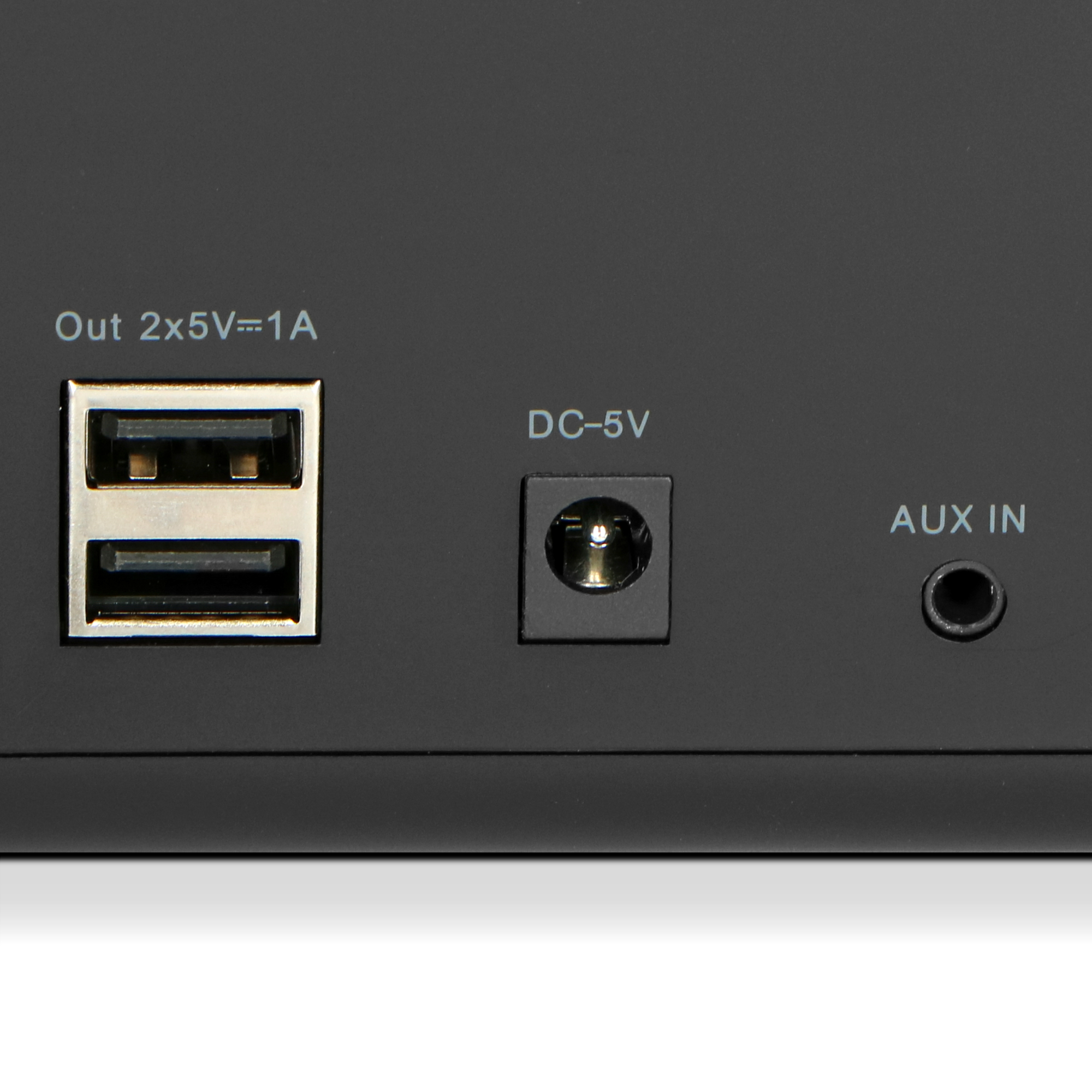 Close-up of the back of a black monitor with USB and other ports.