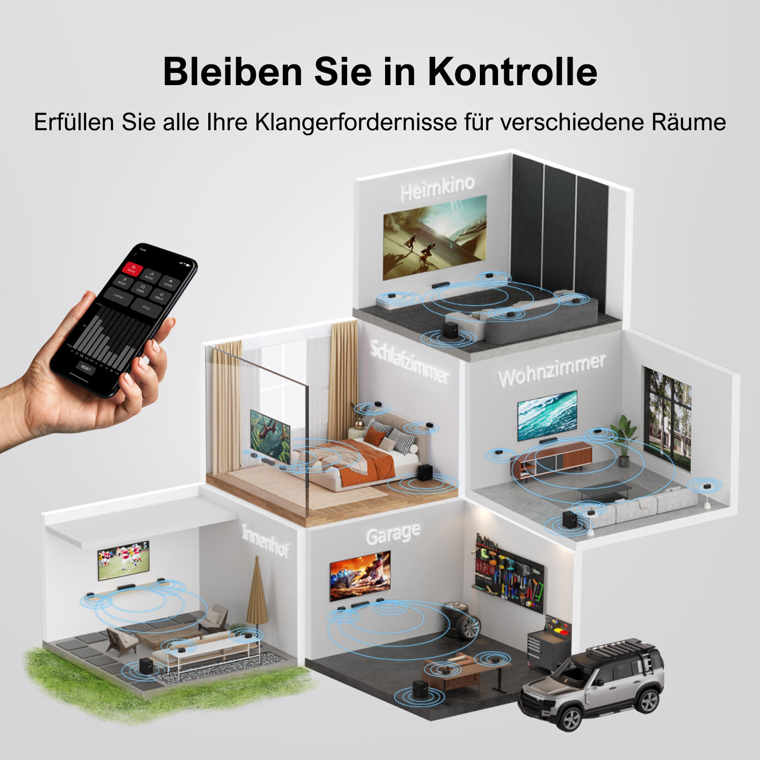 Soundbar ULTIMEA Poseidon D70 - System 7.1 z 4 Głośnikami Surround i Bezprzewodowym Subwooferem Czarny